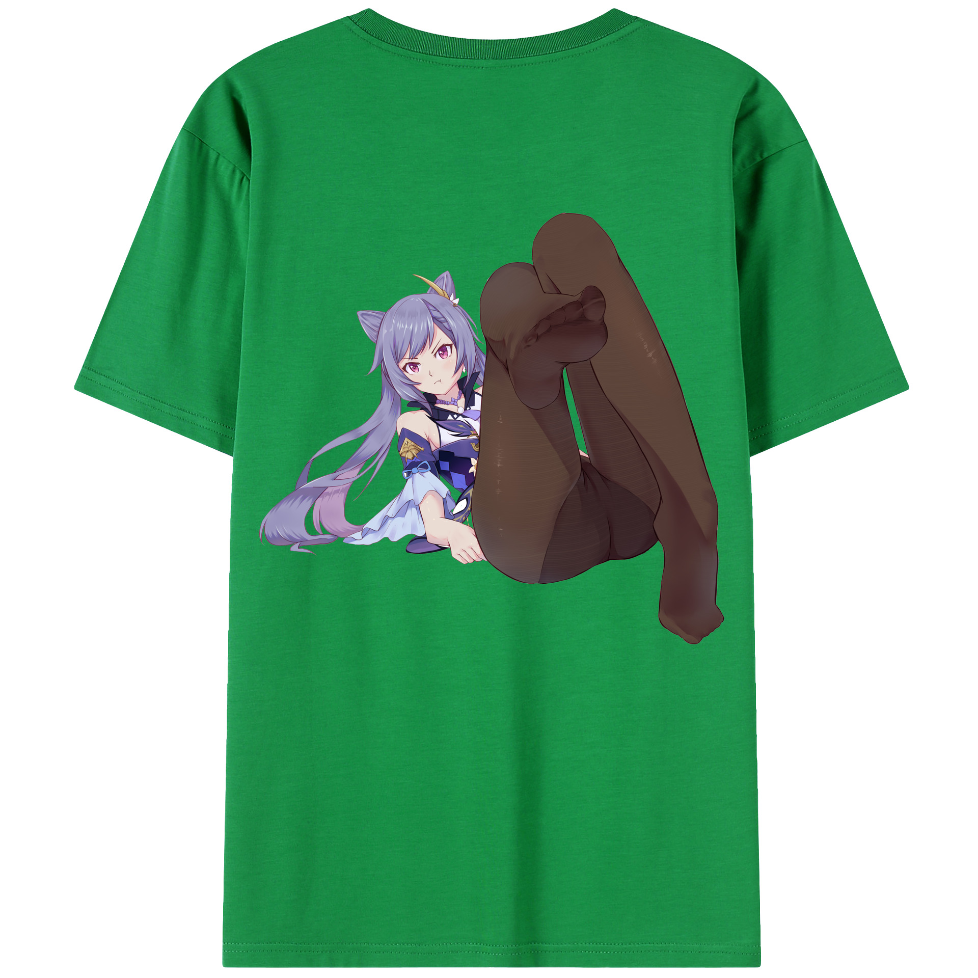 げんし神 刻晴 こくせい genshin Kokusei 綿100％ メンズ半袖Tシャツ（バックプリント） 通気性
