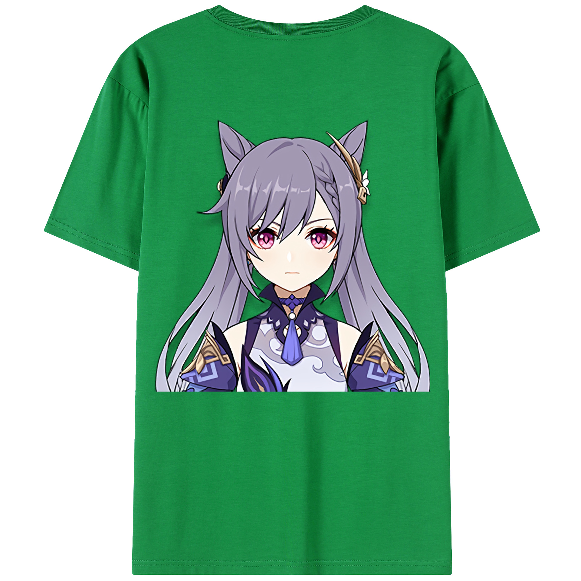 げんし神 刻晴 こくせい genshin Kokusei 綿100％ メンズ半袖Tシャツ（バックプリント） 通気性