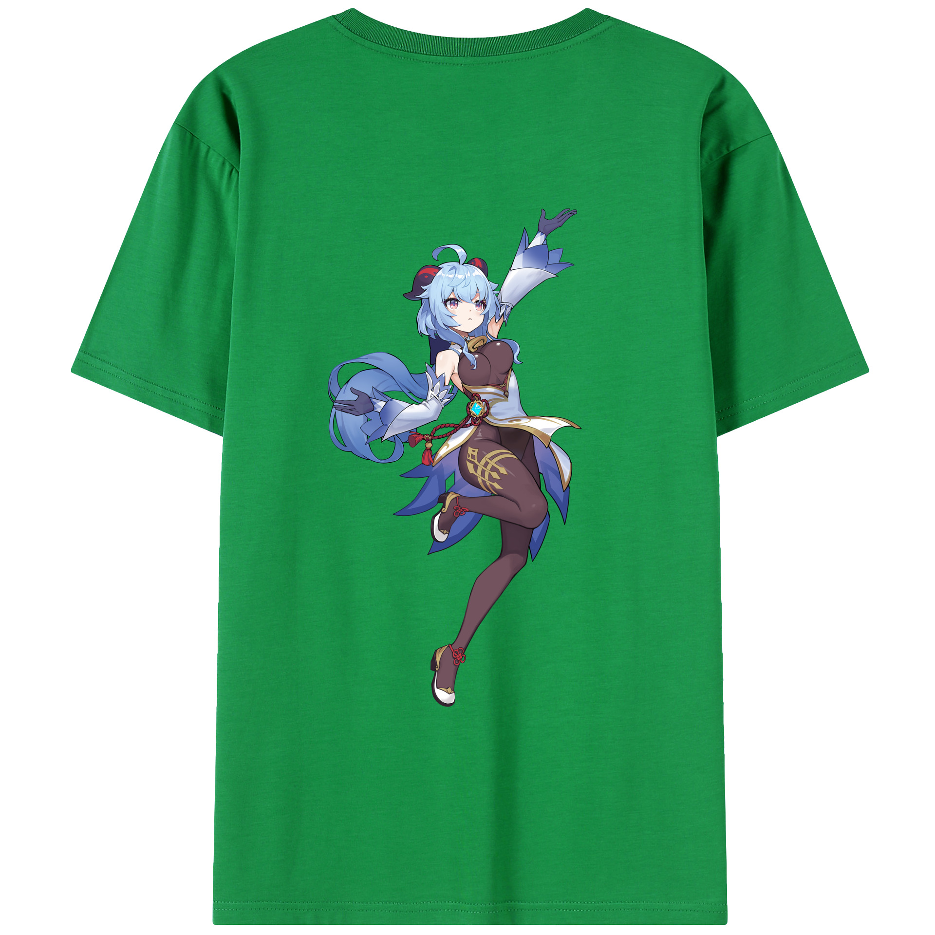 げんし神 甘雨 かんう genshin Ganyu 綿100％ メンズ半袖Tシャツ（バックプリント） 通気性
