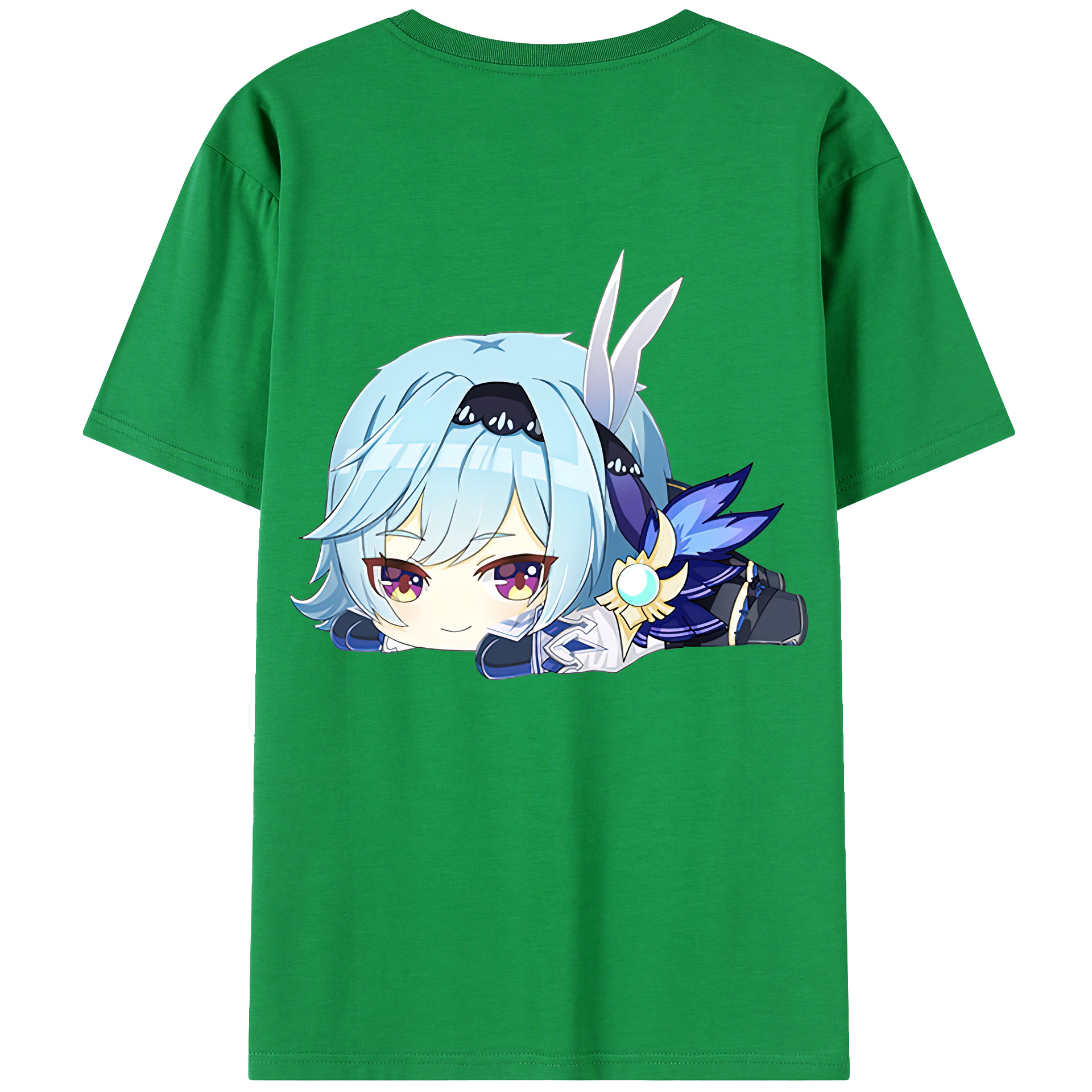 げんし神 优菈 ゆうら genshin Yūra 綿100％ メンズ半袖Tシャツ（バックプリント） 通気性