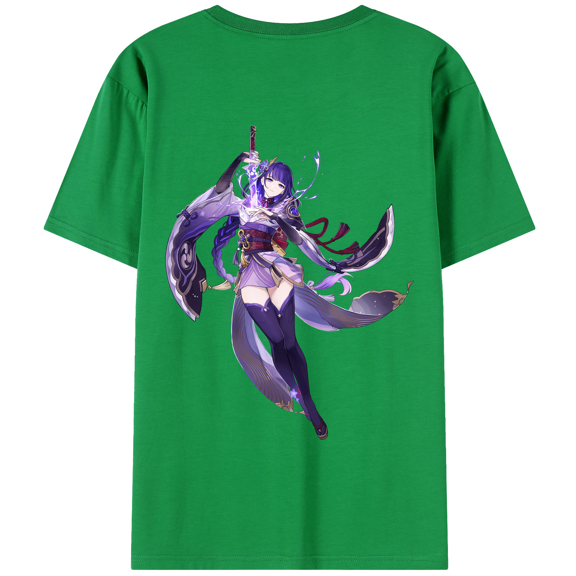 げんし神 雷電将軍 らいでんしょうぐん genshin Raiden Shogun 綿100％ メンズ半袖Tシャツ（バックプリント） 通気性