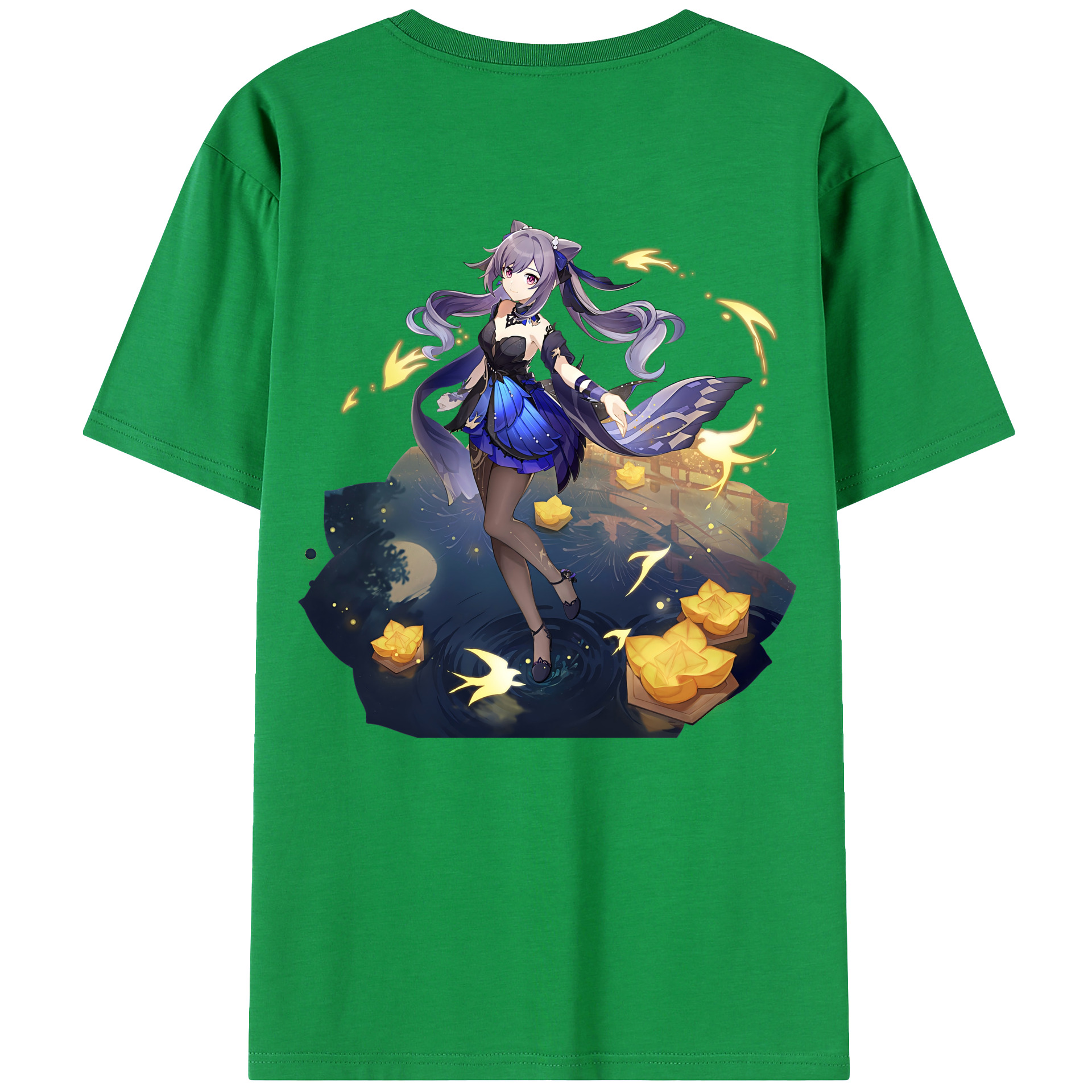 げんし神 刻晴 こくせい genshin Kokusei 綿100％ メンズ半袖Tシャツ（バックプリント） 通気性