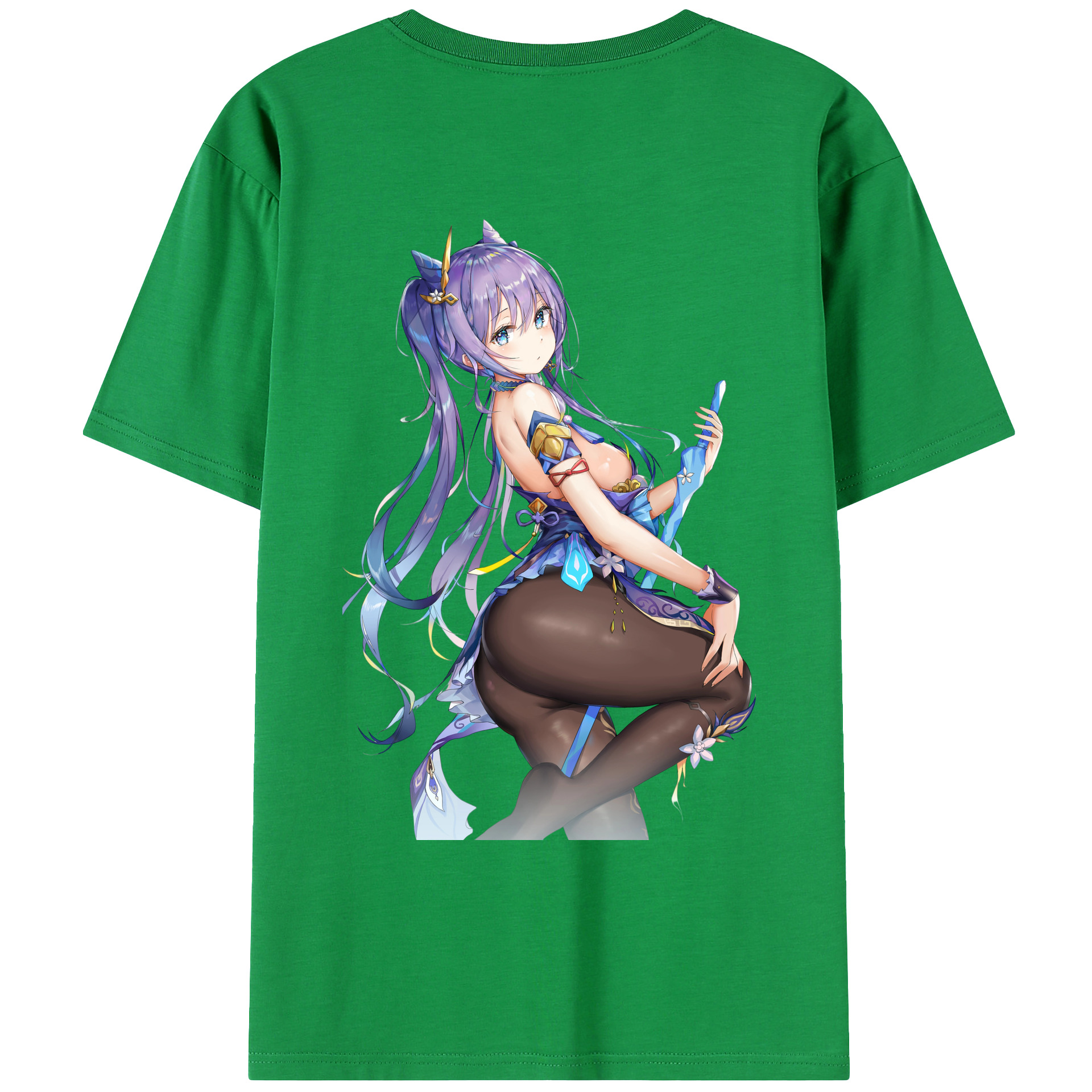 げんし神 刻晴 こくせい genshin Kokusei 綿100％ メンズ半袖Tシャツ（バックプリント） 通気性