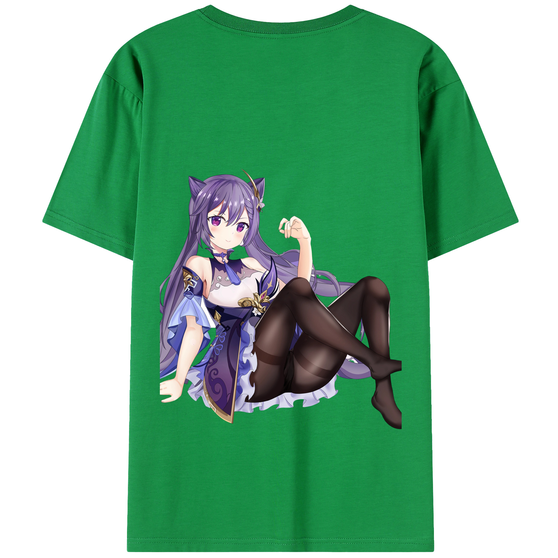 げんし神 刻晴 こくせい genshin Kokusei 綿100％ メンズ半袖Tシャツ（バックプリント） 通気性