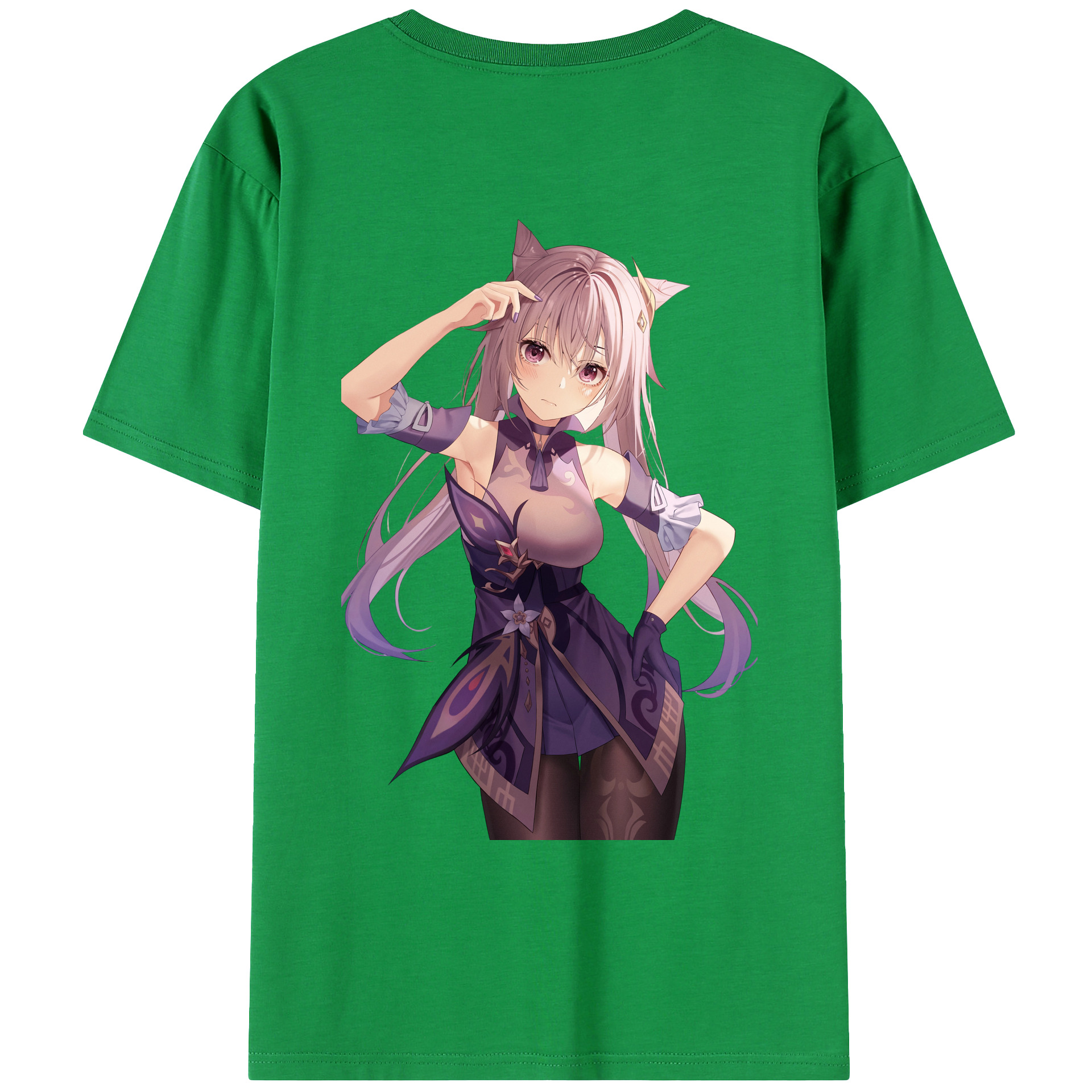 げんし神 刻晴 こくせい genshin Kokusei 綿100％ メンズ半袖Tシャツ（バックプリント） 通気性