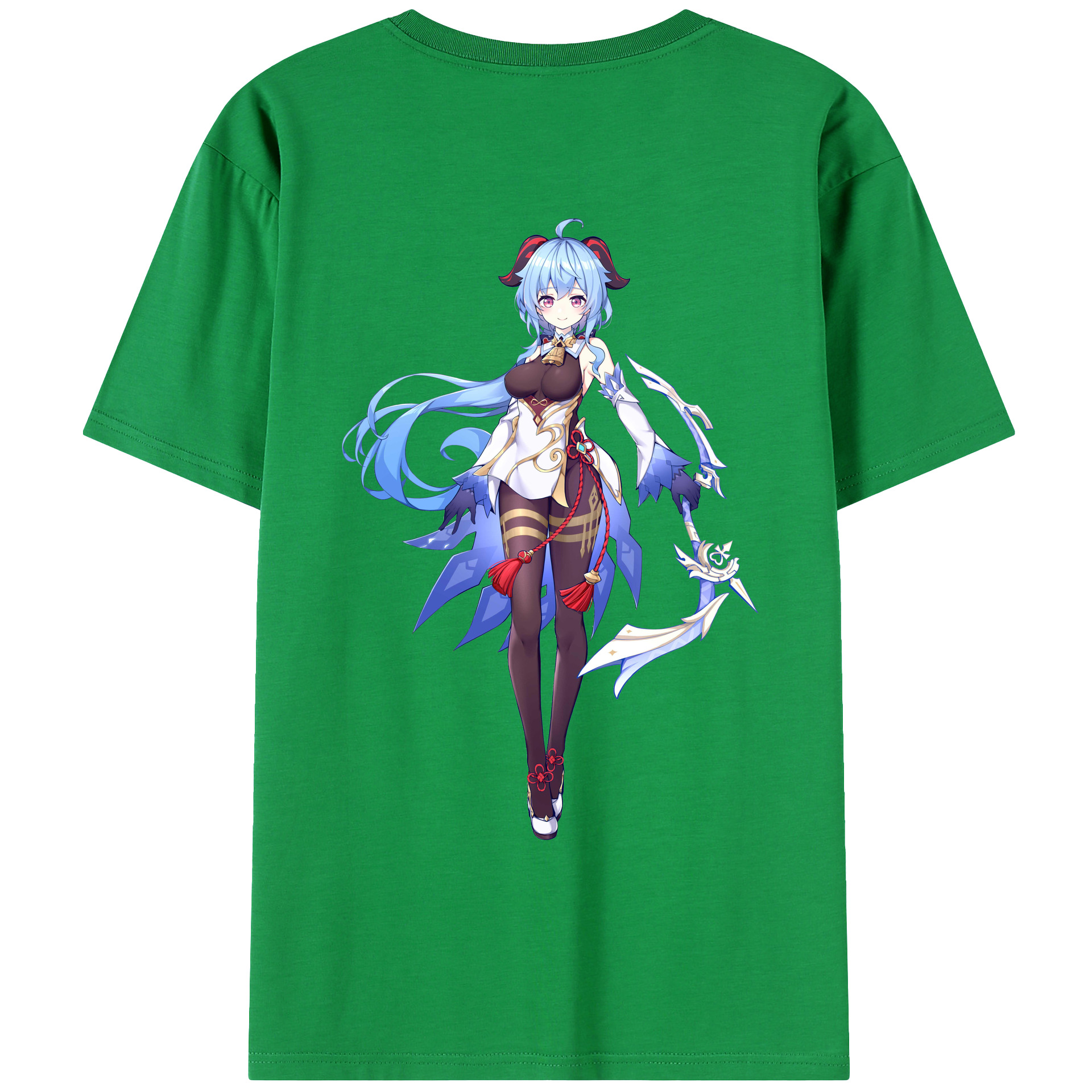 げんし神 甘雨 かんう genshin Ganyu 綿100％ メンズ半袖Tシャツ（バックプリント） 通気性