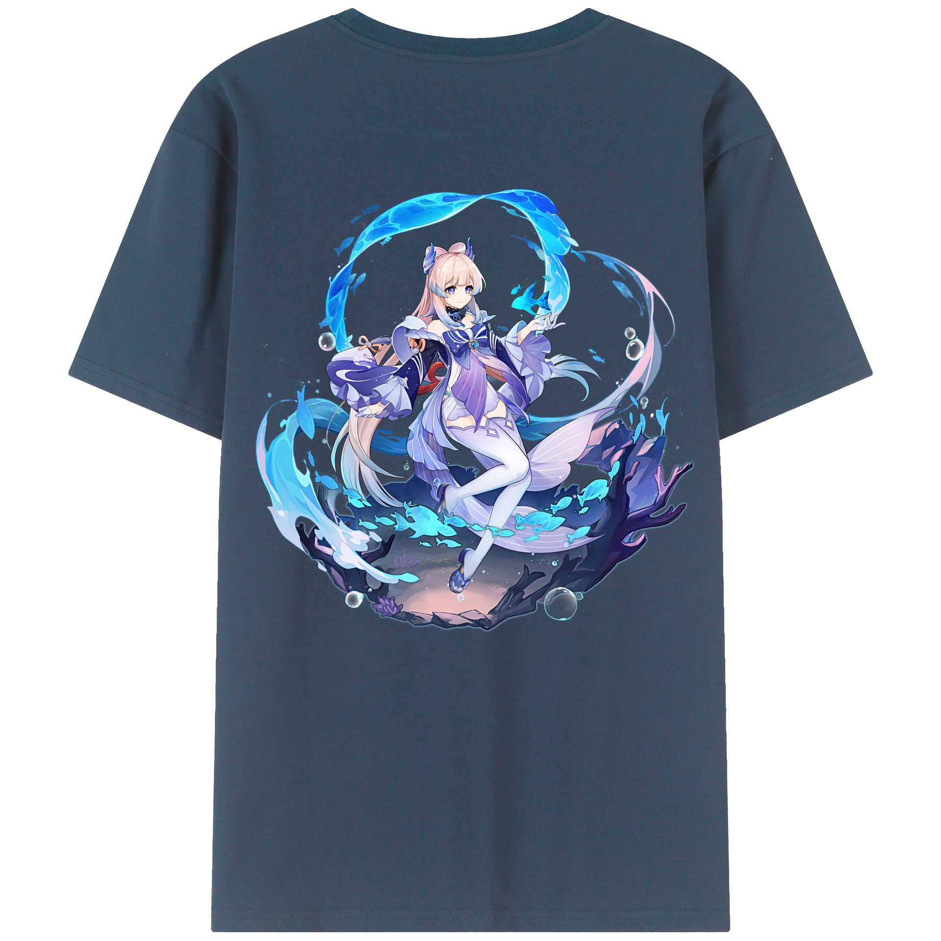 げんし神 珊瑚宮心海 サンゴノミヤ・ココミ genshin Sangonomiya Kokomi 綿100％ メンズ半袖Tシャツ（バックプリント） 通気性