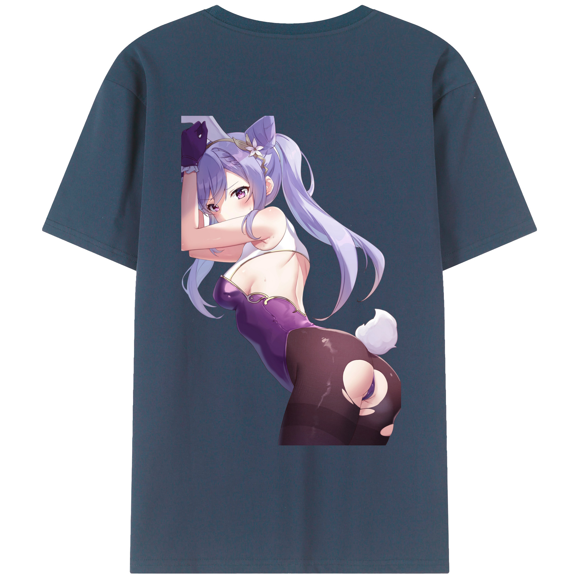 げんし神 刻晴 こくせい genshin Kokusei 綿100％ メンズ半袖Tシャツ（バックプリント） 通気性