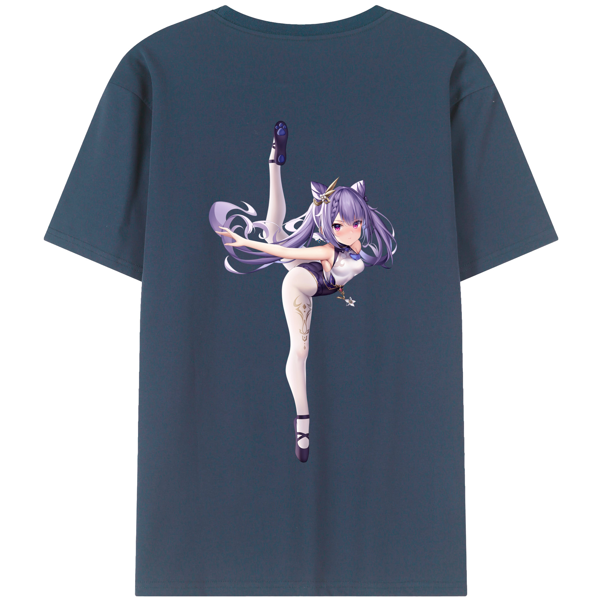 げんし神 刻晴 こくせい genshin Kokusei 綿100％ メンズ半袖Tシャツ（バックプリント） 通気性