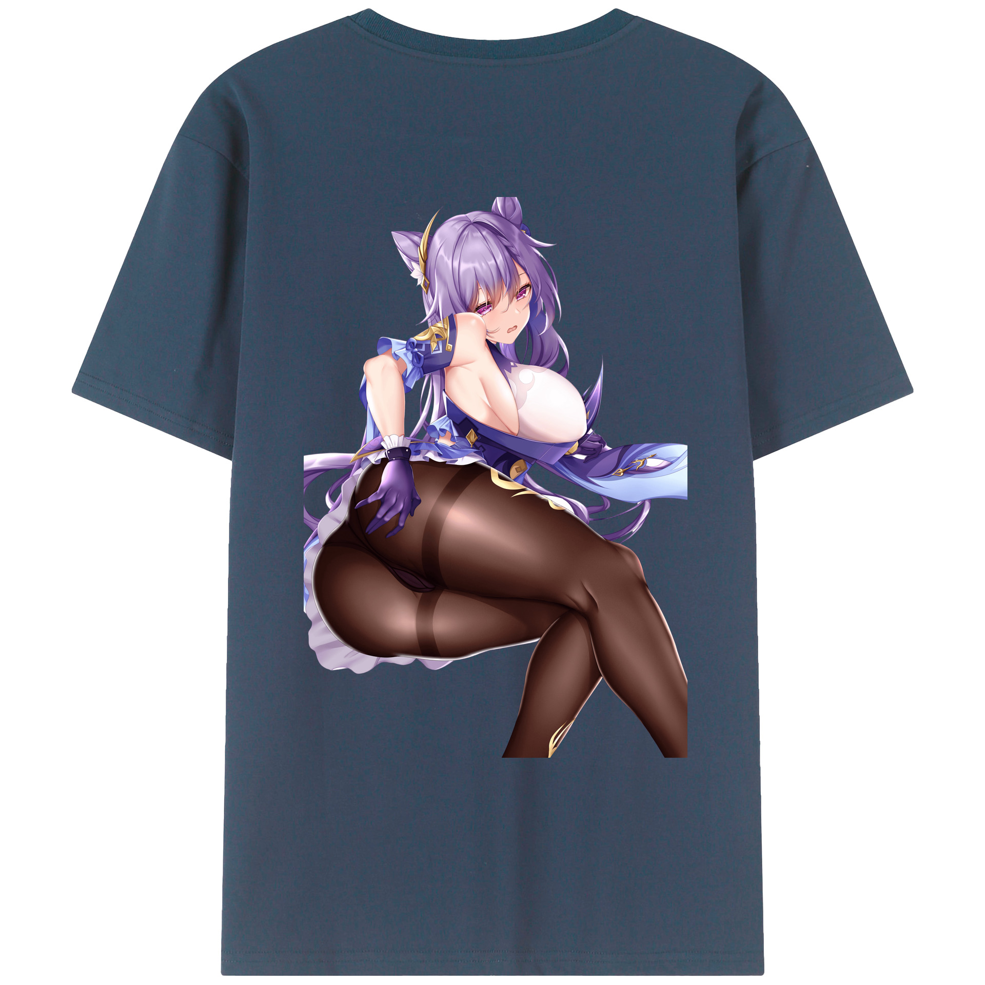 げんし神 刻晴 こくせい genshin Kokusei 綿100％ メンズ半袖Tシャツ（バックプリント） 通気性