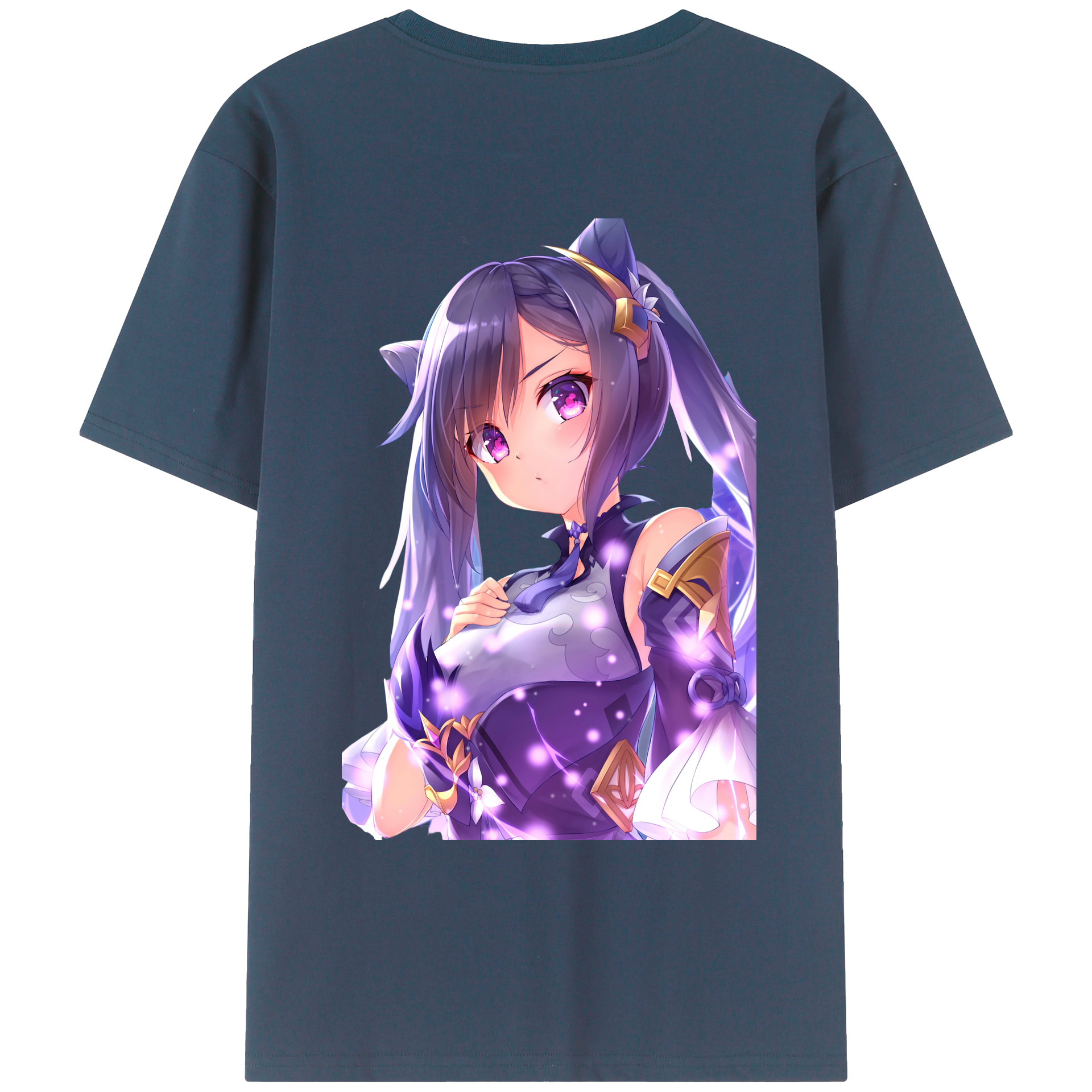 げんし神 刻晴 こくせい genshin Kokusei 綿100％ メンズ半袖Tシャツ（バックプリント） 通気性