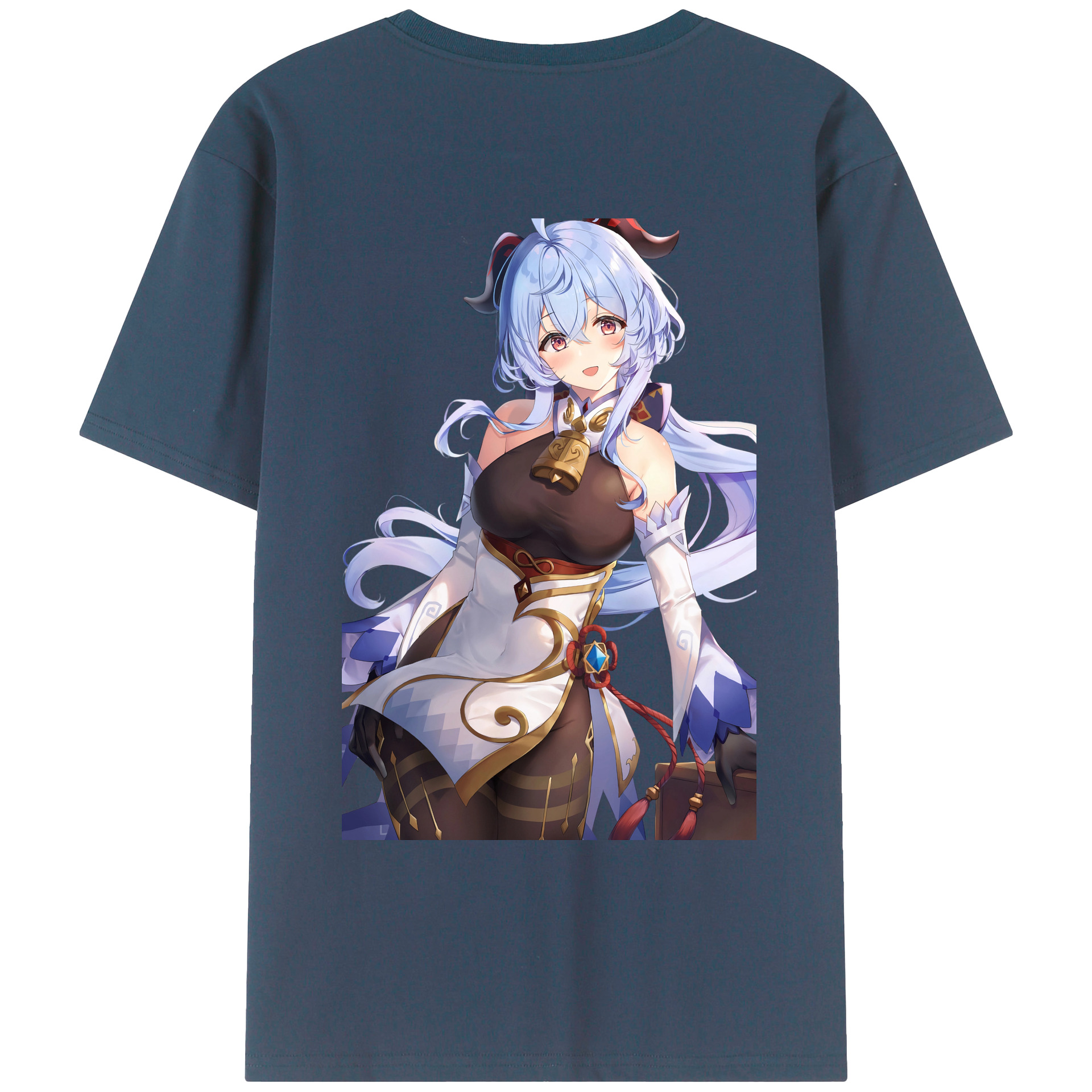 げんし神 甘雨 かんう genshin Ganyu 綿100％ メンズ半袖Tシャツ（バックプリント） 通気性