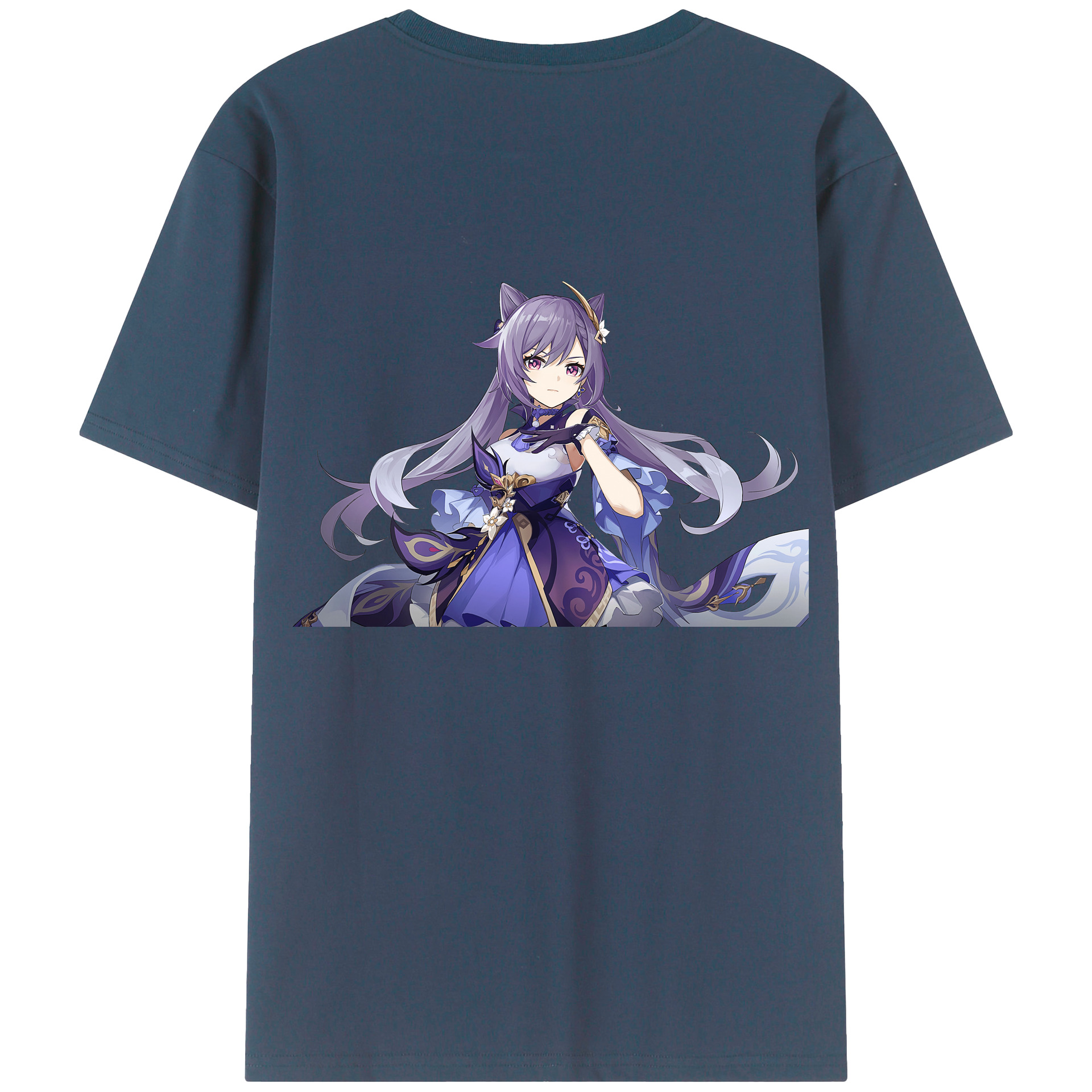 げんし神 刻晴 こくせい genshin Kokusei 綿100％ メンズ半袖Tシャツ（バックプリント） 通気性