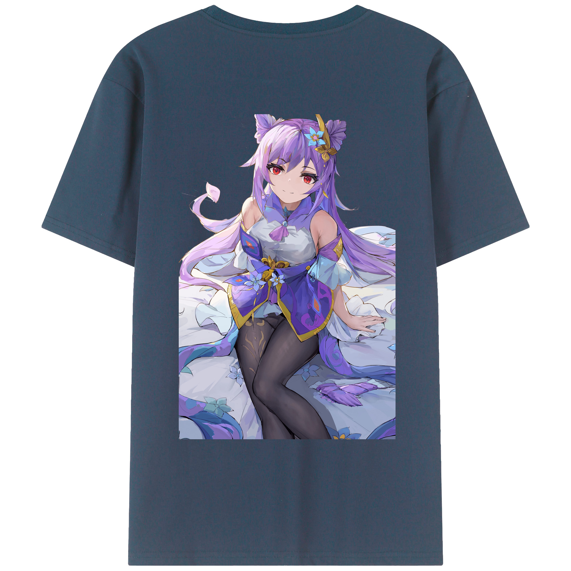 げんし神 刻晴 こくせい genshin Kokusei 綿100％ メンズ半袖Tシャツ（バックプリント） 通気性