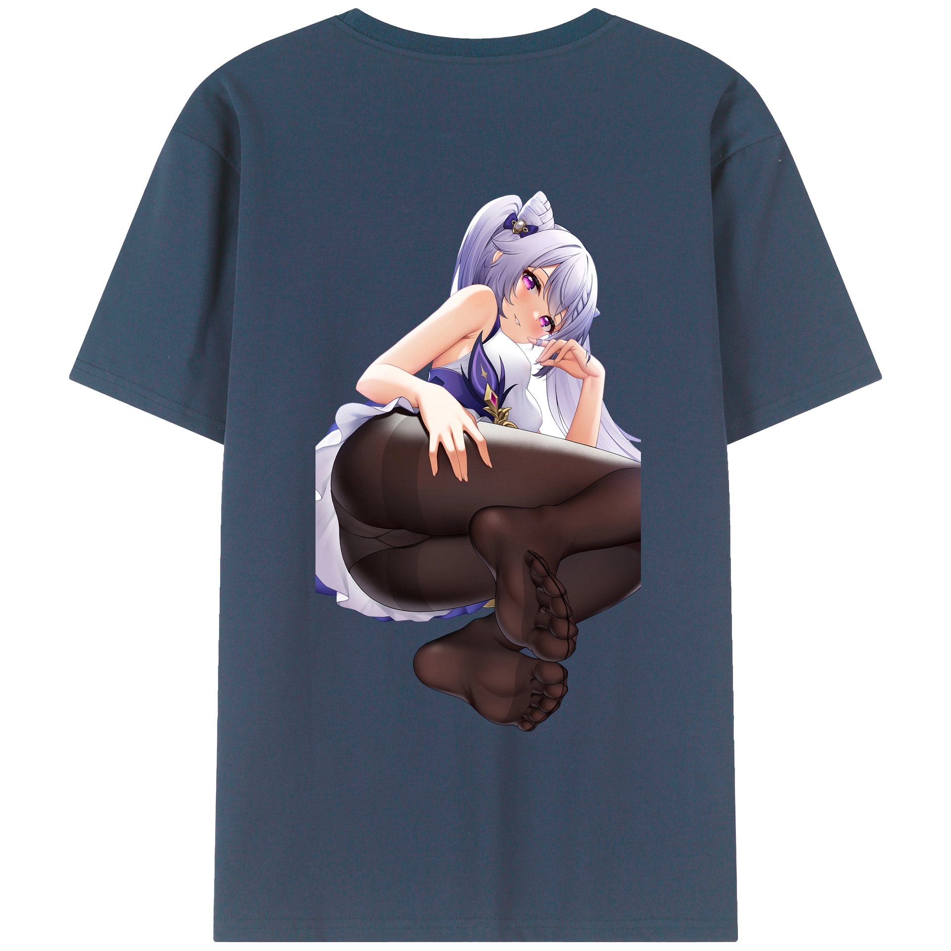 げんし神 刻晴 こくせい genshin Kokusei 綿100％ メンズ半袖Tシャツ（バックプリント） 通気性