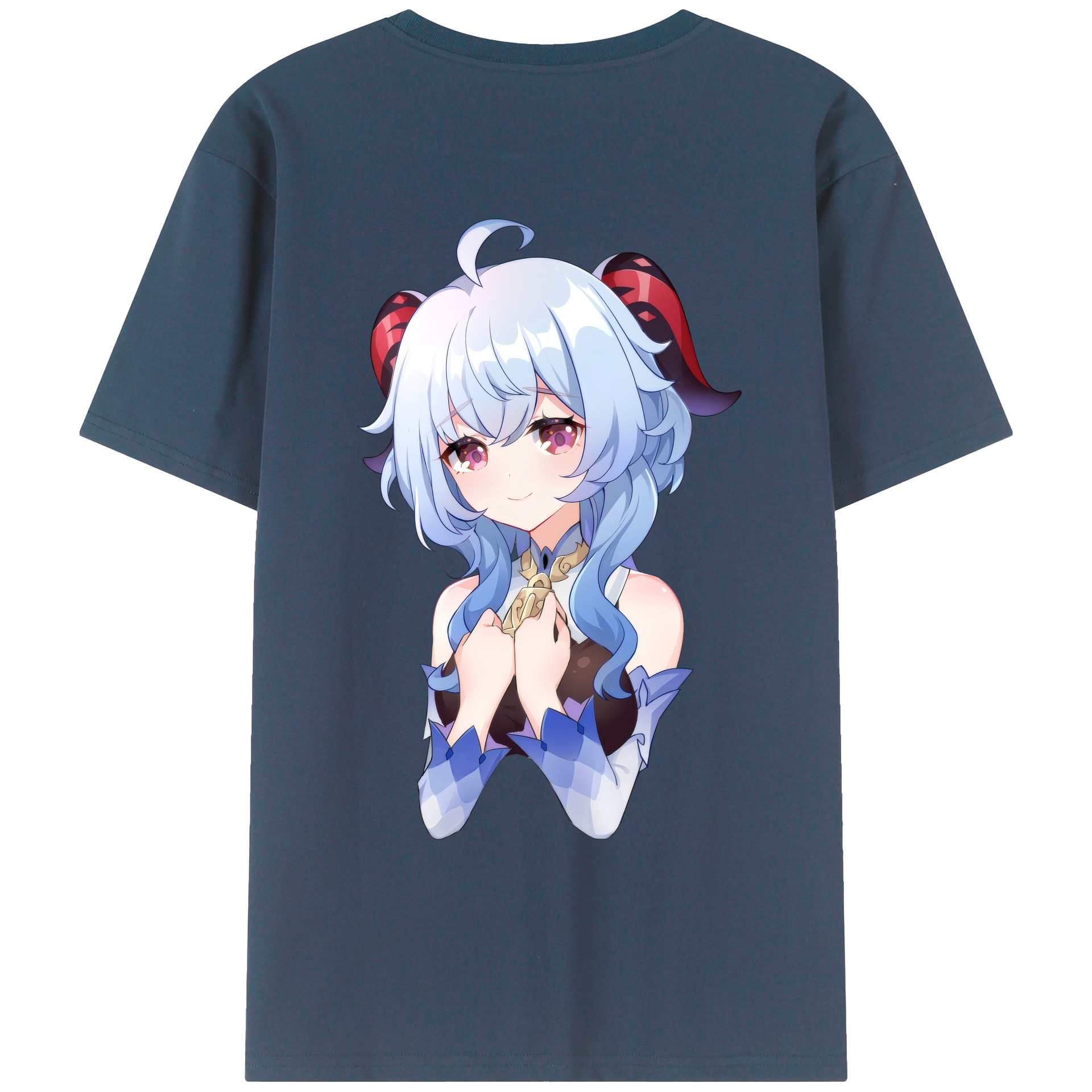 げんし神 甘雨 かんう genshin Ganyu 綿100％ メンズ半袖Tシャツ（バックプリント） 通気性