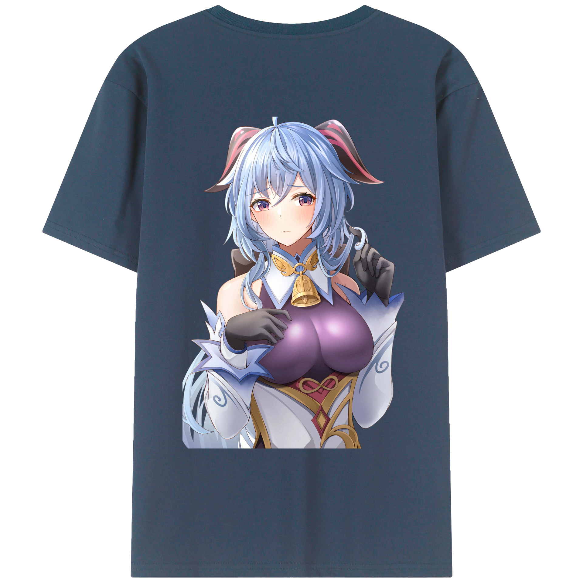 げんし神 甘雨 かんう genshin Ganyu 綿100％ メンズ半袖Tシャツ（バックプリント） 通気性