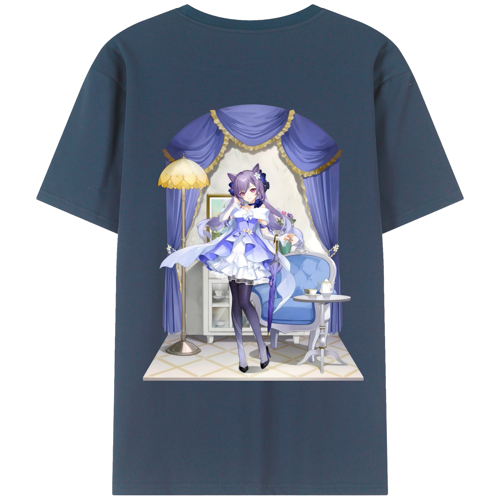 げんし神 刻晴 こくせい genshin Kokusei 綿100％ メンズ半袖Tシャツ（バックプリント） 通気性