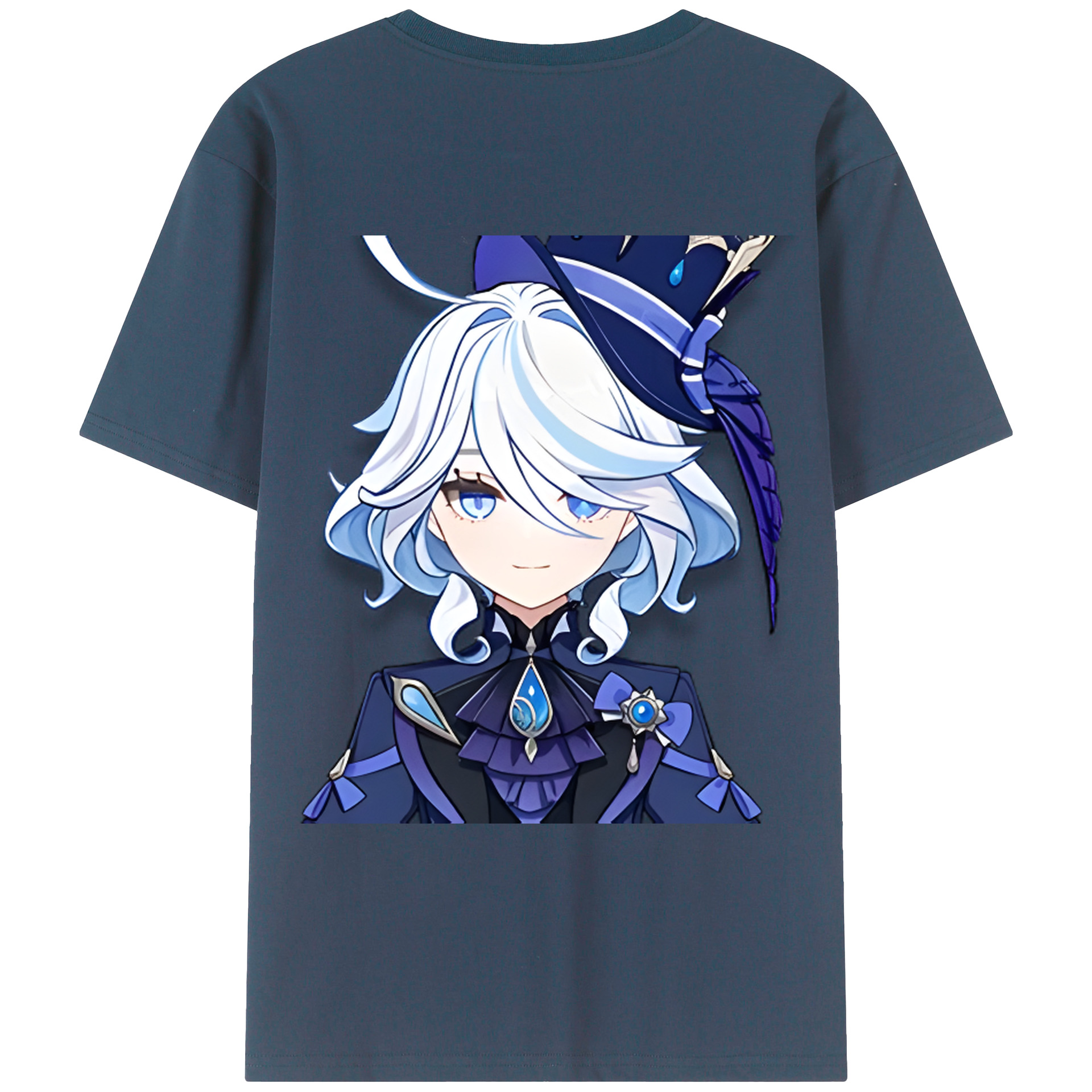 げんし神 フリーナ genshin Furina 綿100％ メンズ半袖Tシャツ（バックプリント） 通気性