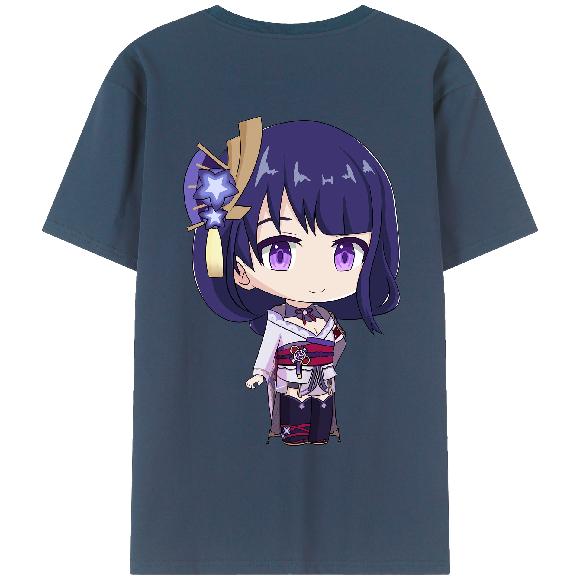 げんし神 雷電将軍 らいでんしょうぐん genshin Raiden Shogun 綿100％ メンズ半袖Tシャツ（バックプリント） 通気性