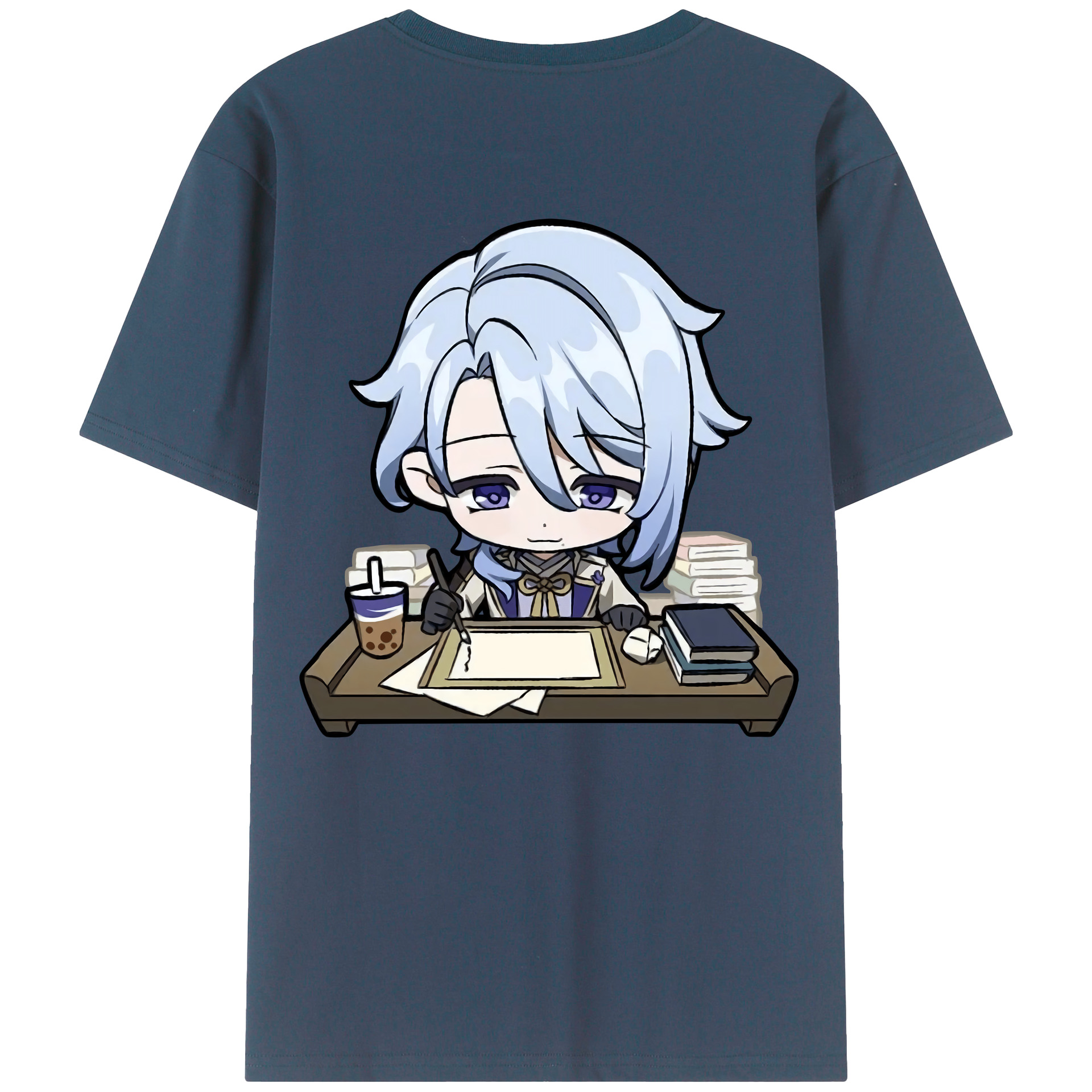 げんし神 神里綾人 かみさとあやと genshin Kamisato Ayato 綿100％ メンズ半袖Tシャツ（バックプリント） 通気性