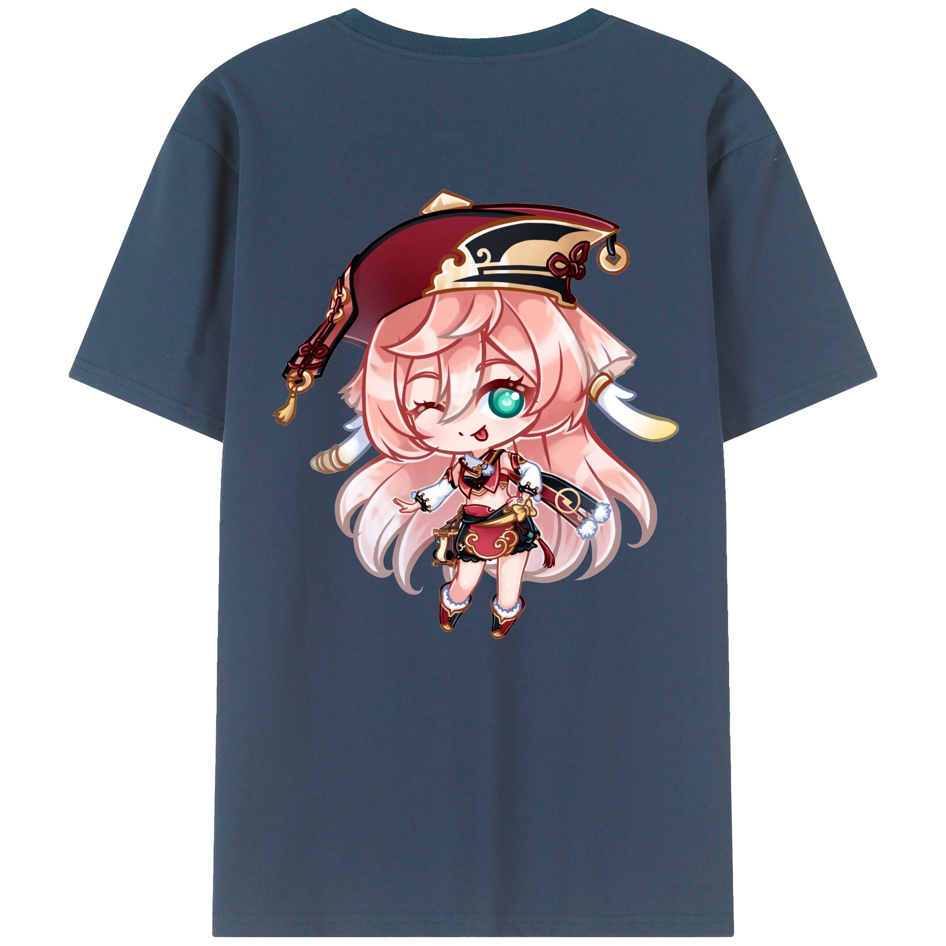 げんし神 ヤンフェイ genshin Yanfei 綿100％ メンズ半袖Tシャツ（バックプリント） 通気性