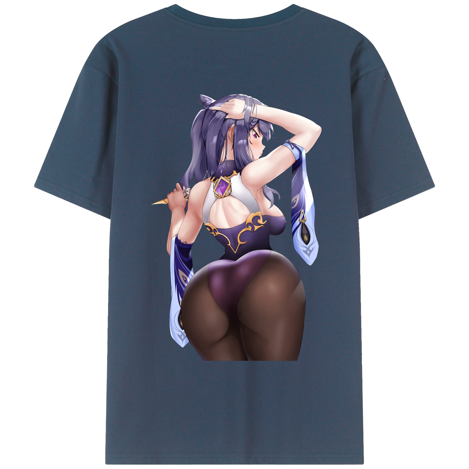 げんし神 刻晴 こくせい genshin Kokusei 綿100％ メンズ半袖Tシャツ（バックプリント） 通気性