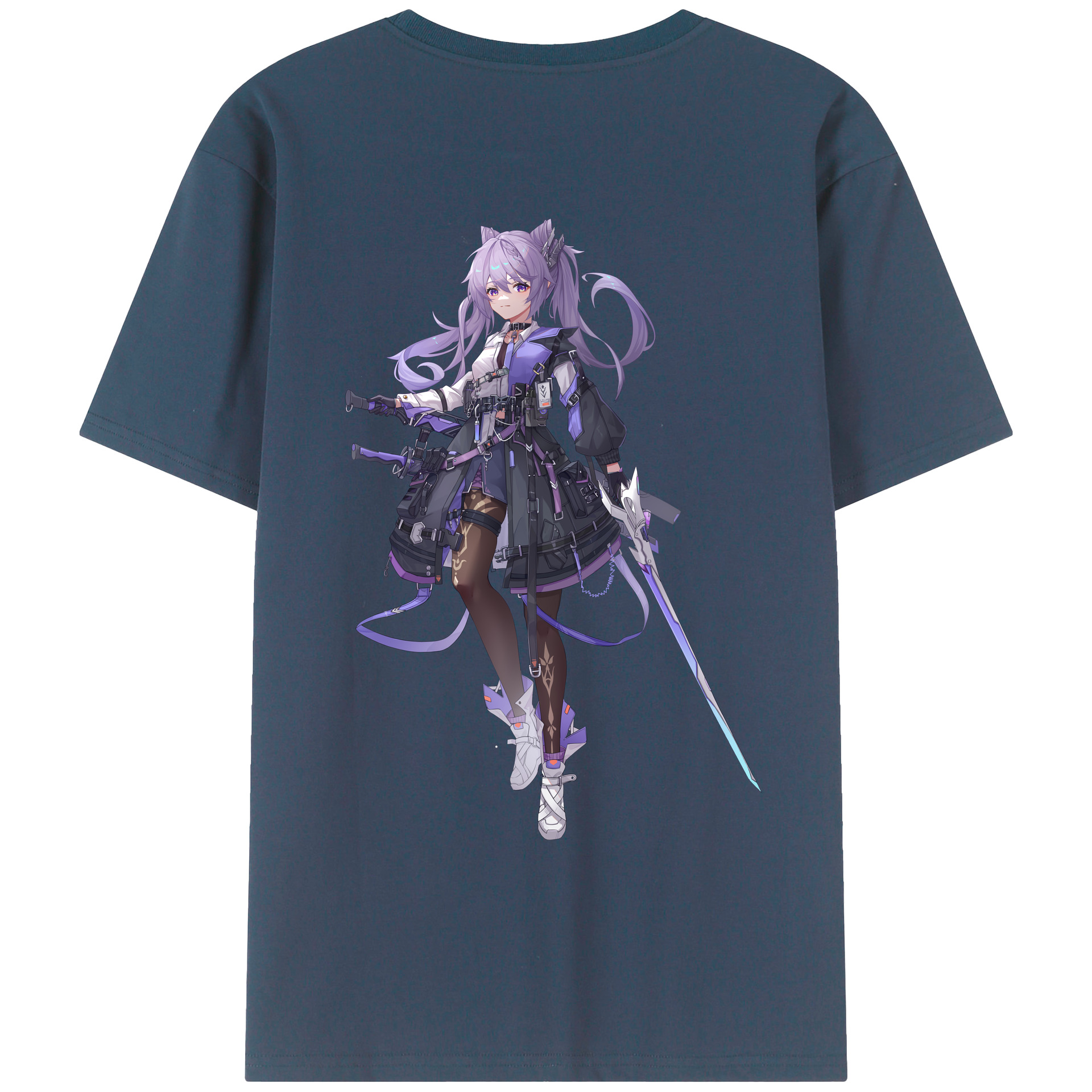 げんし神 刻晴 こくせい genshin Kokusei 綿100％ メンズ半袖Tシャツ（バックプリント） 通気性