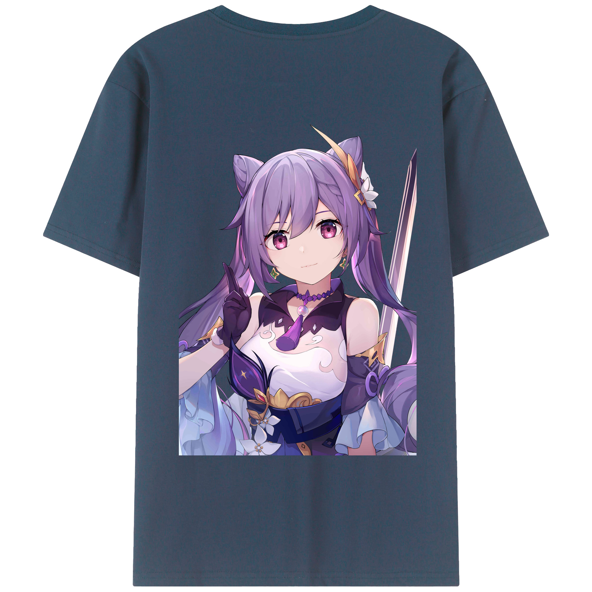 げんし神 刻晴 こくせい genshin Kokusei 綿100％ メンズ半袖Tシャツ（バックプリント） 通気性