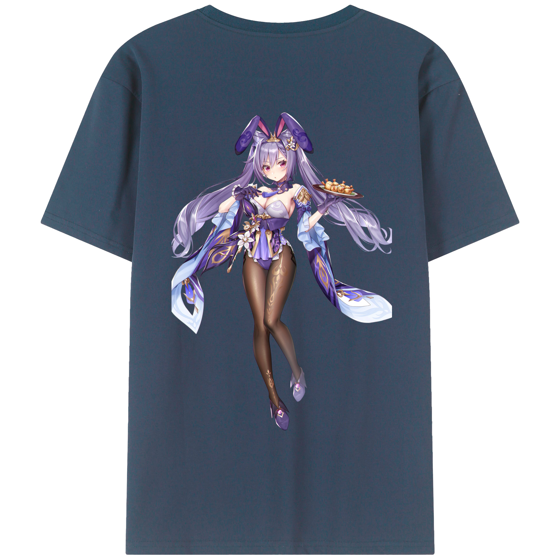 げんし神 刻晴 こくせい genshin Kokusei 綿100％ メンズ半袖Tシャツ（バックプリント） 通気性