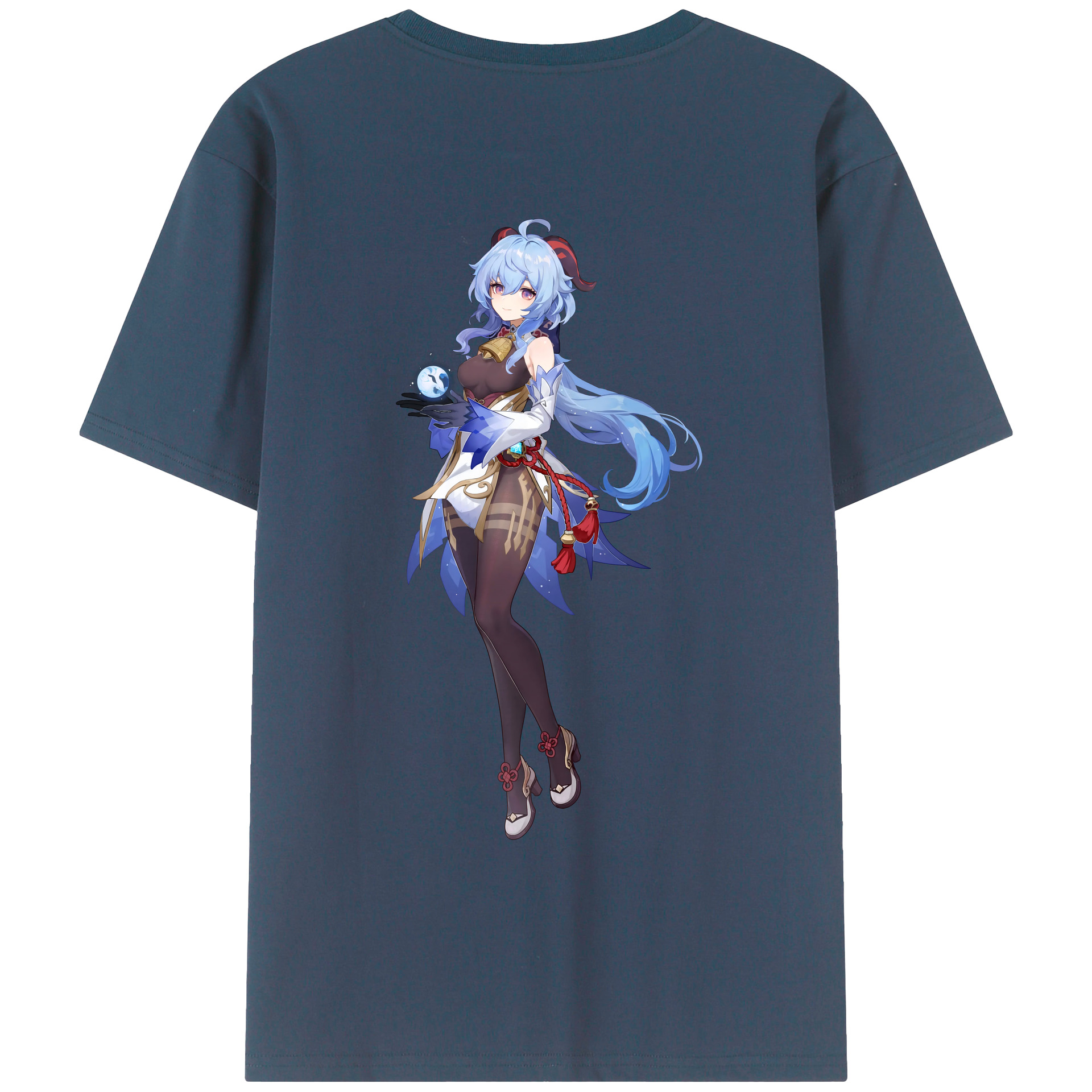 げんし神 甘雨 かんう genshin Ganyu 綿100％ メンズ半袖Tシャツ（バックプリント） 通気性