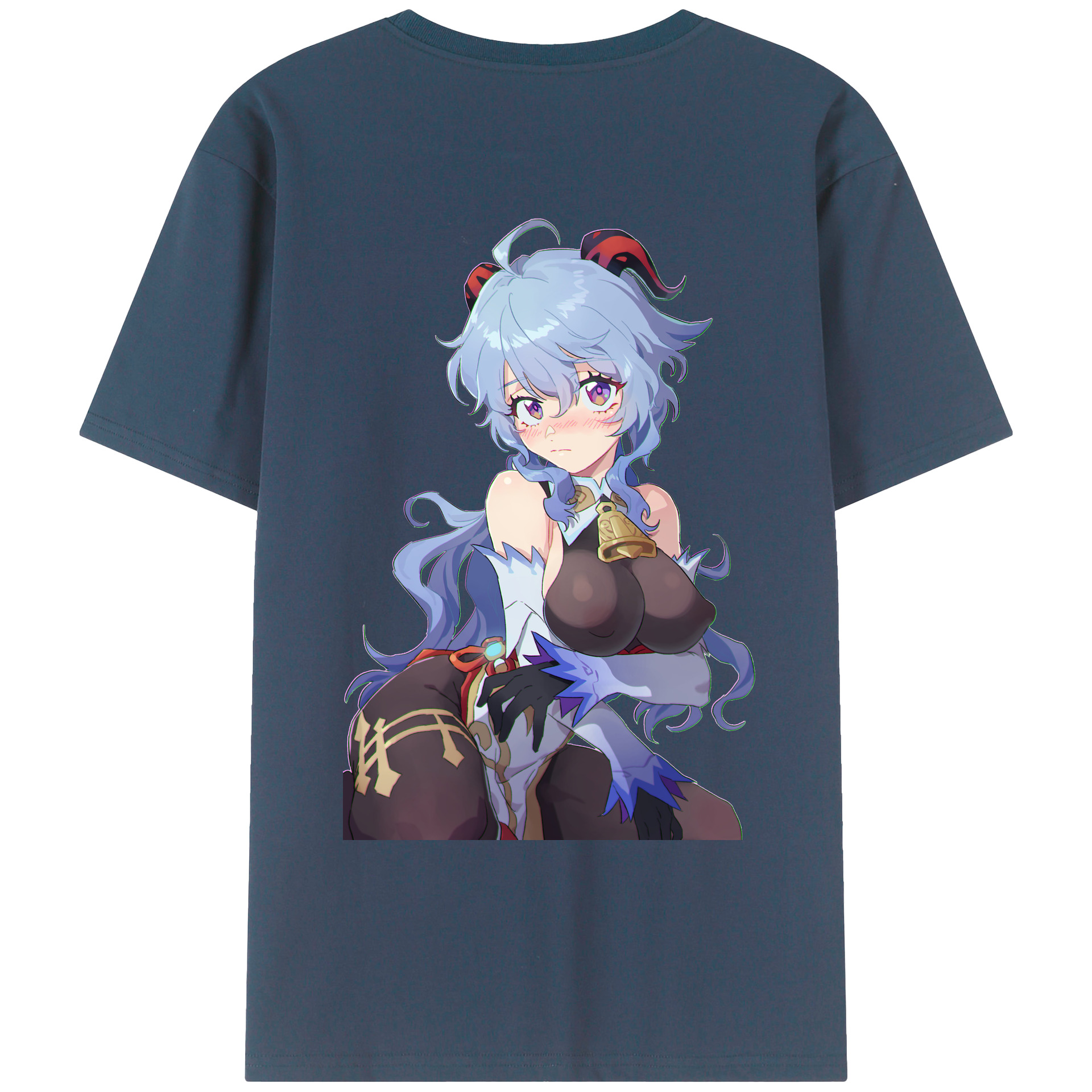 げんし神 甘雨 かんう genshin Ganyu 綿100％ メンズ半袖Tシャツ（バックプリント） 通気性
