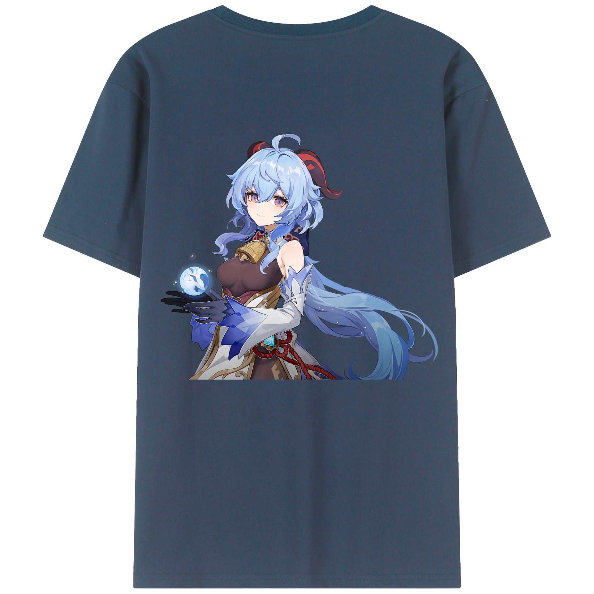 げんし神 甘雨 かんう genshin Ganyu 綿100％ メンズ半袖Tシャツ（バックプリント） 通気性