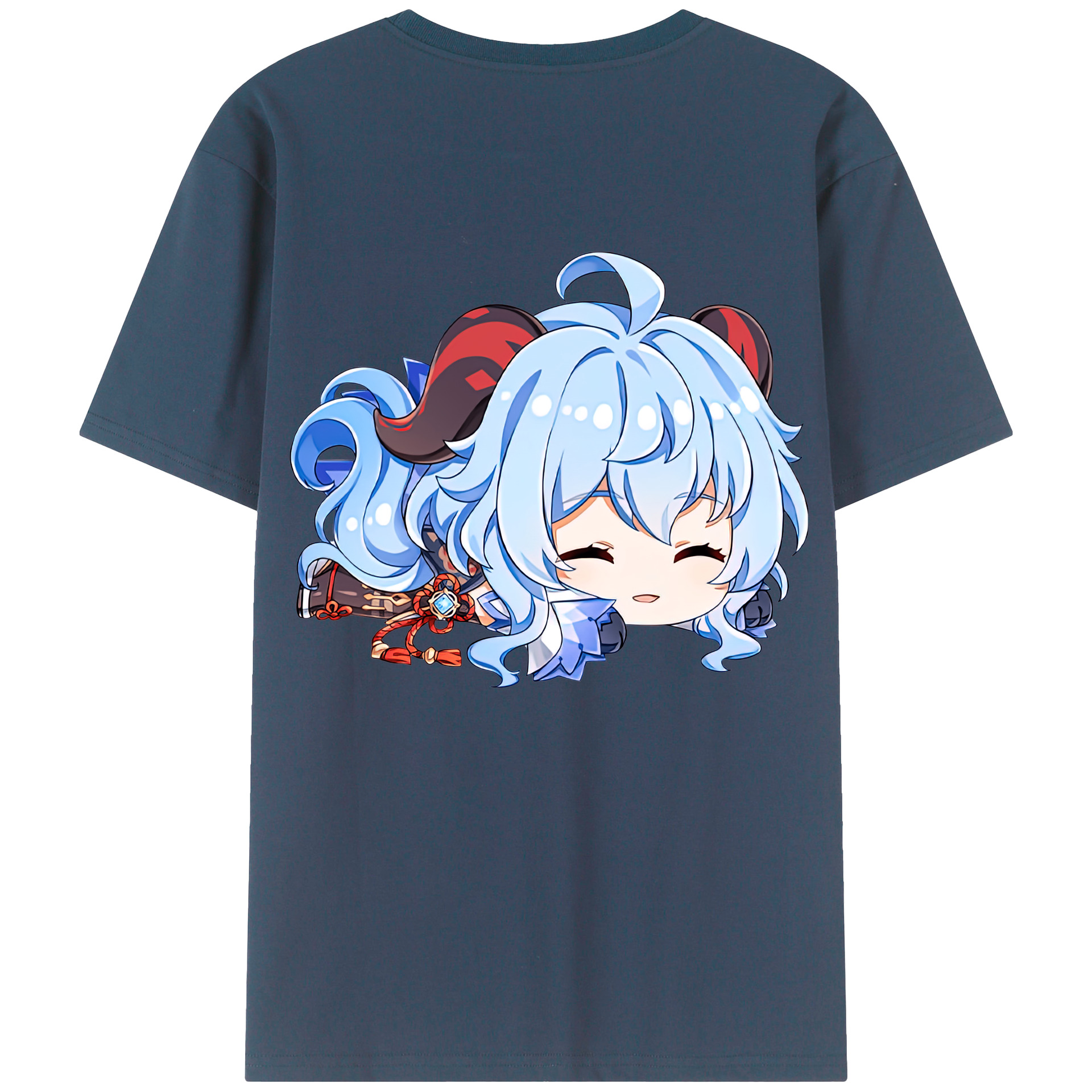 げんし神 甘雨 かんう genshin Ganyu 綿100％ メンズ半袖Tシャツ（バックプリント） 通気性