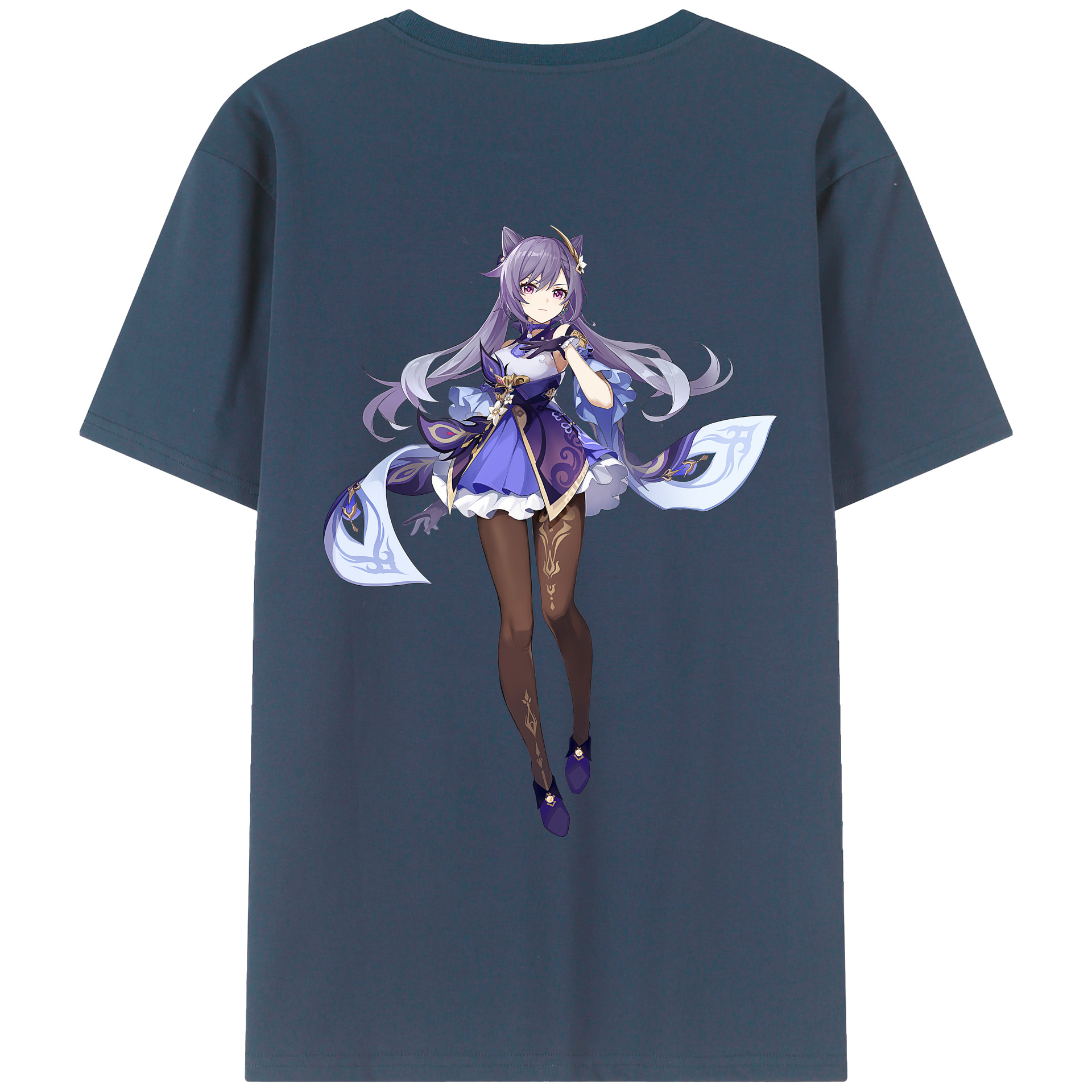 げんし神 刻晴 こくせい genshin Kokusei 綿100％ メンズ半袖Tシャツ（バックプリント） 通気性