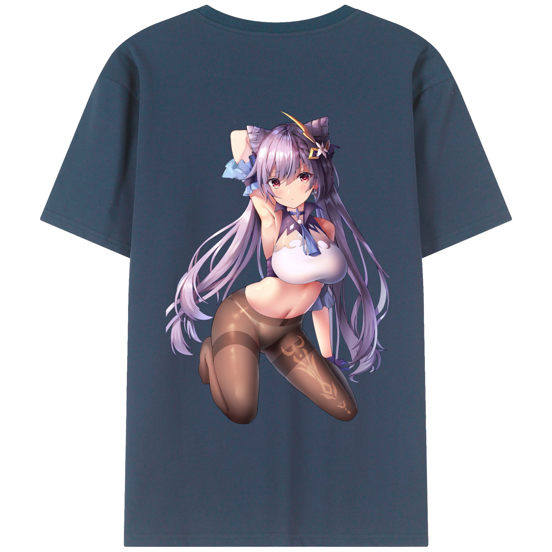 げんし神 刻晴 こくせい genshin Kokusei 綿100％ メンズ半袖Tシャツ（バックプリント） 通気性