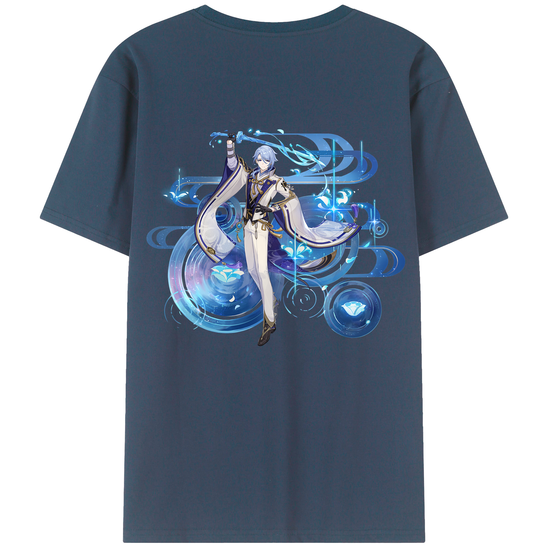 げんし神 神里綾人 かみさとあやと genshin Kamisato Ayato 綿100％ メンズ半袖Tシャツ（バックプリント） 通気性