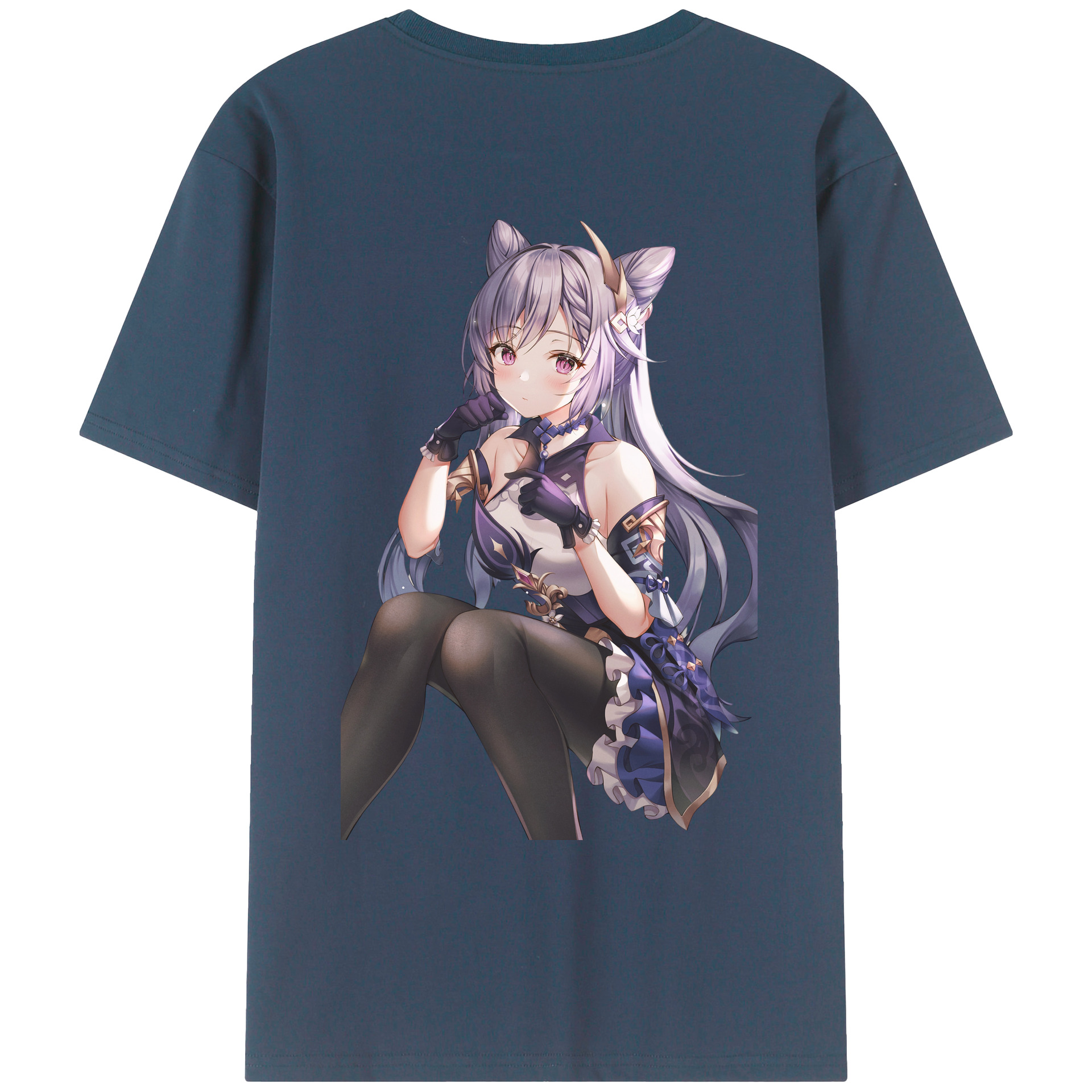 げんし神 刻晴 こくせい genshin Kokusei 綿100％ メンズ半袖Tシャツ（バックプリント） 通気性