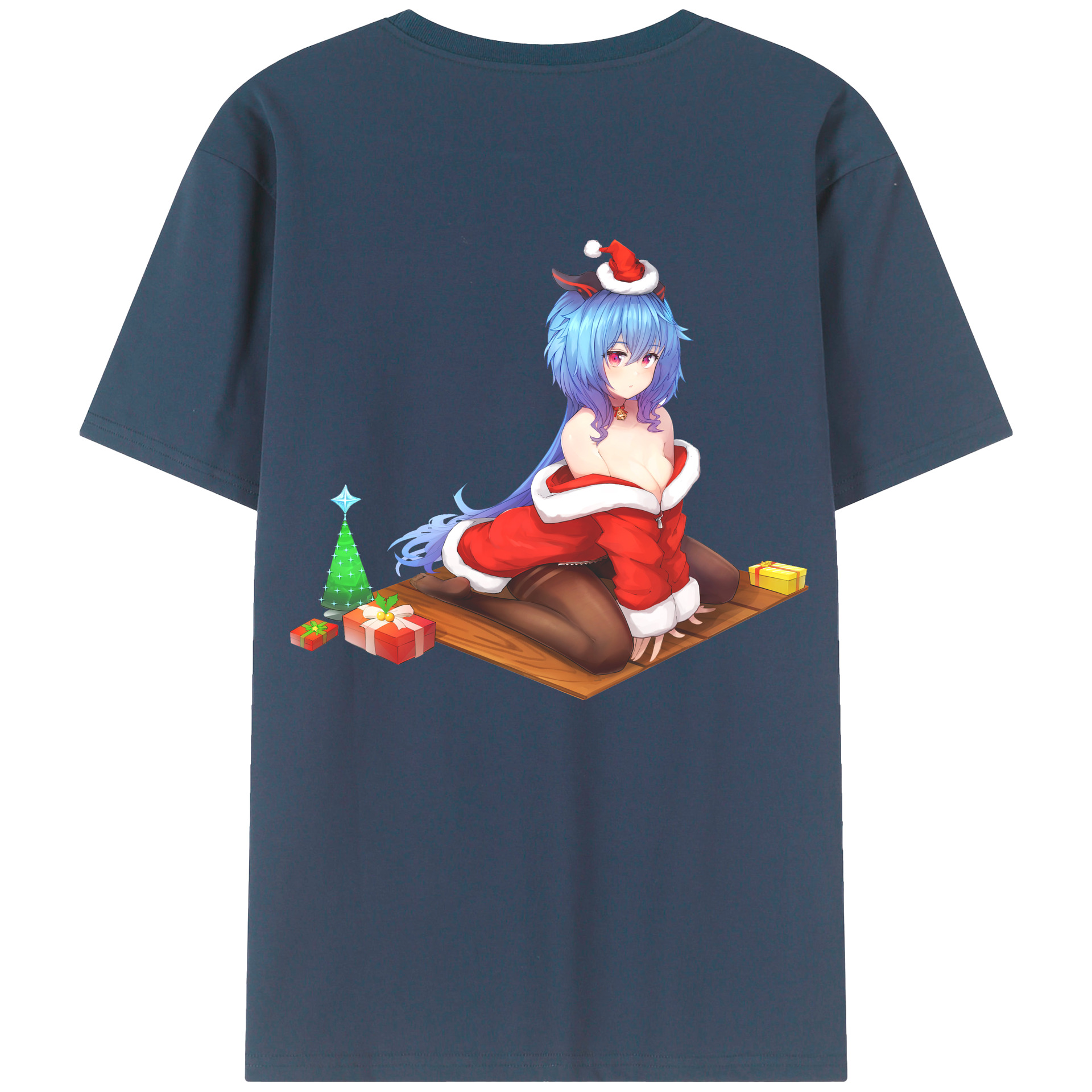 げんし神 甘雨 かんう genshin Ganyu 綿100％ メンズ半袖Tシャツ（バックプリント） 通気性