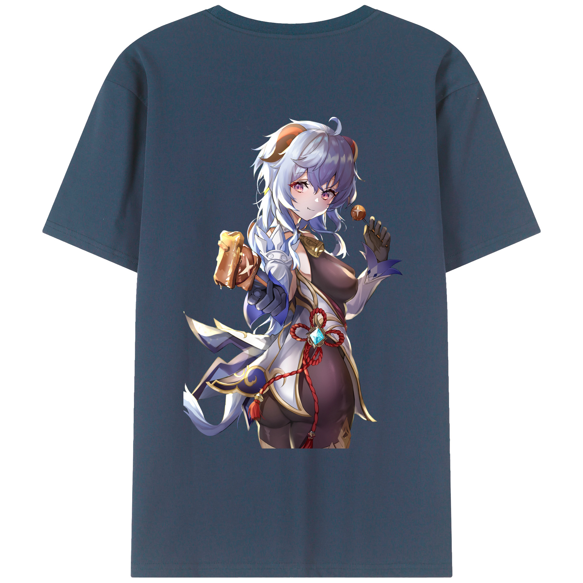 げんし神 甘雨 かんう genshin Ganyu 綿100％ メンズ半袖Tシャツ（バックプリント） 通気性