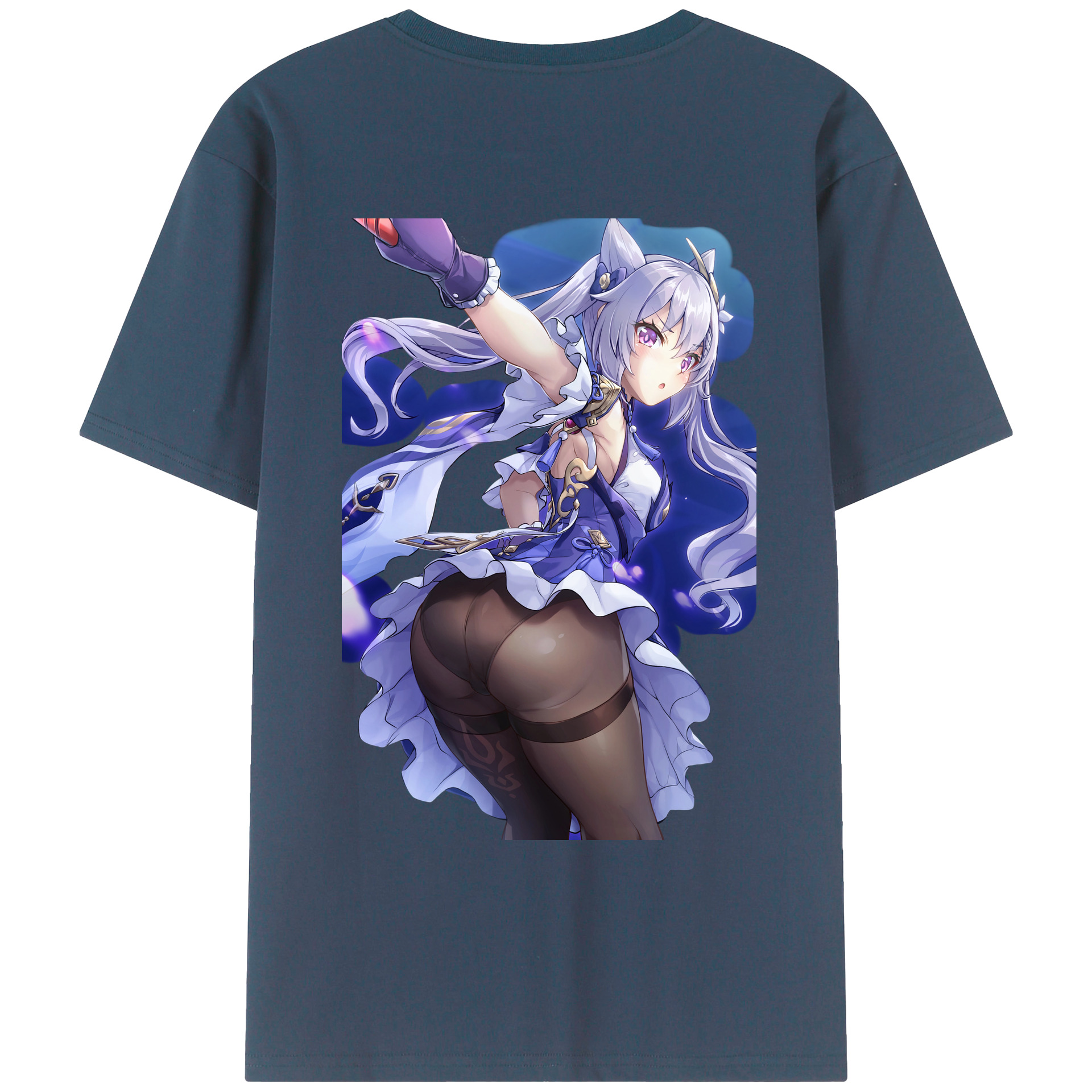 げんし神 刻晴 こくせい genshin Kokusei 綿100％ メンズ半袖Tシャツ（バックプリント） 通気性