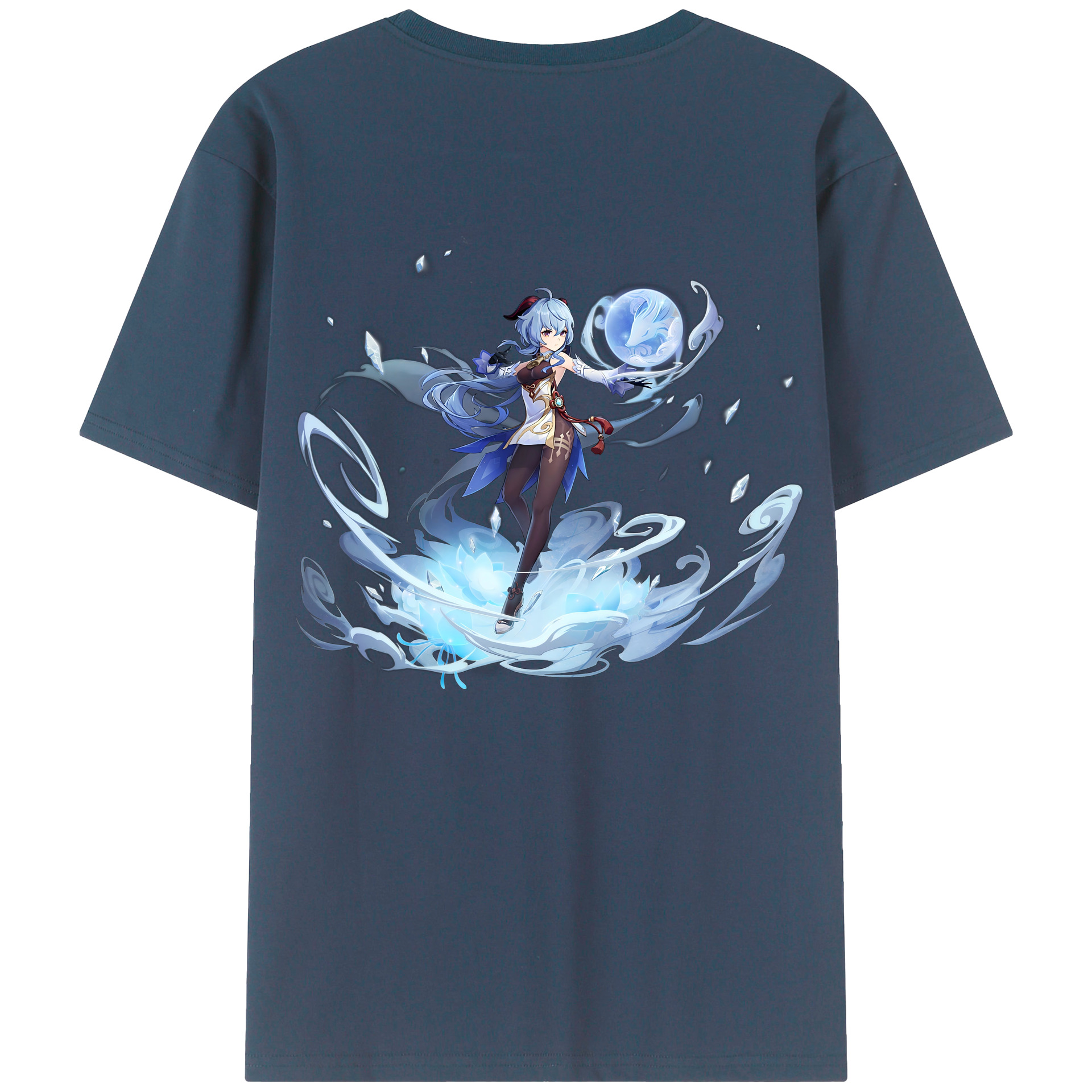 げんし神 甘雨 かんう genshin Ganyu 綿100％ メンズ半袖Tシャツ（バックプリント） 通気性