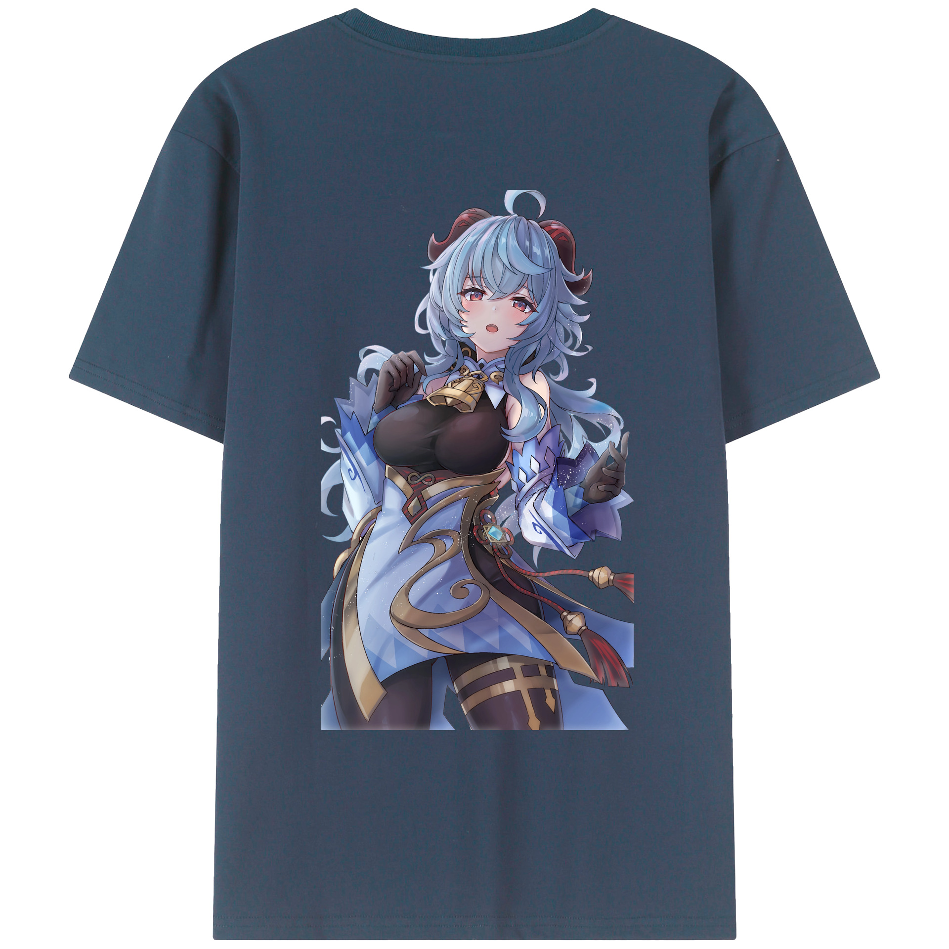 げんし神 甘雨 かんう genshin Ganyu 綿100％ メンズ半袖Tシャツ（バックプリント） 通気性