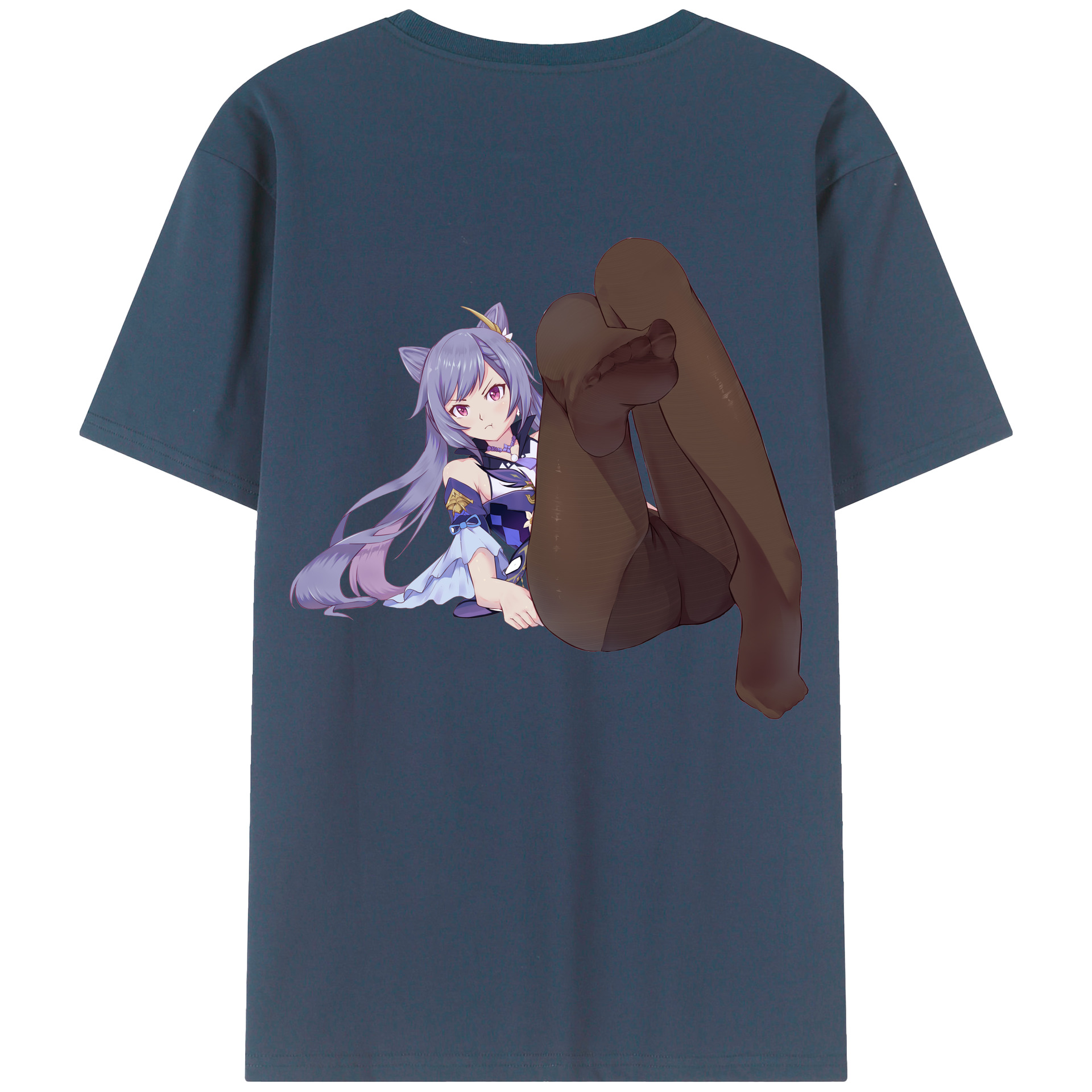げんし神 刻晴 こくせい genshin Kokusei 綿100％ メンズ半袖Tシャツ（バックプリント） 通気性