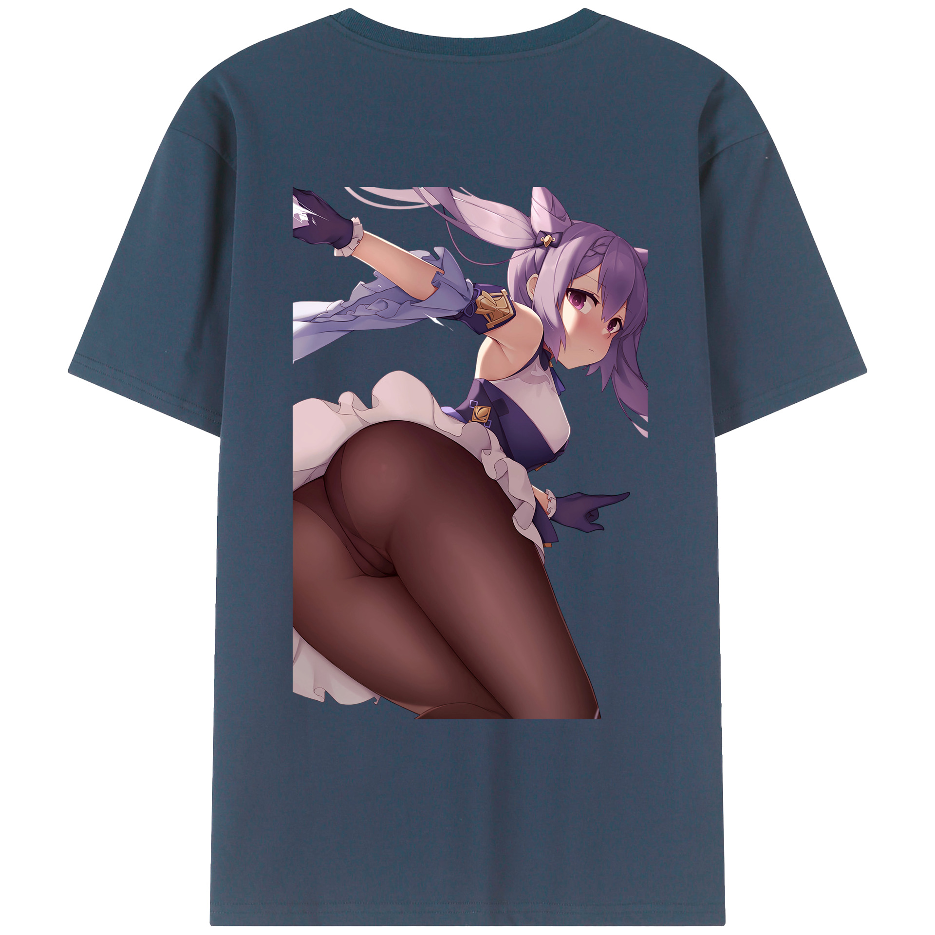 げんし神 刻晴 こくせい genshin Kokusei 綿100％ メンズ半袖Tシャツ（バックプリント） 通気性