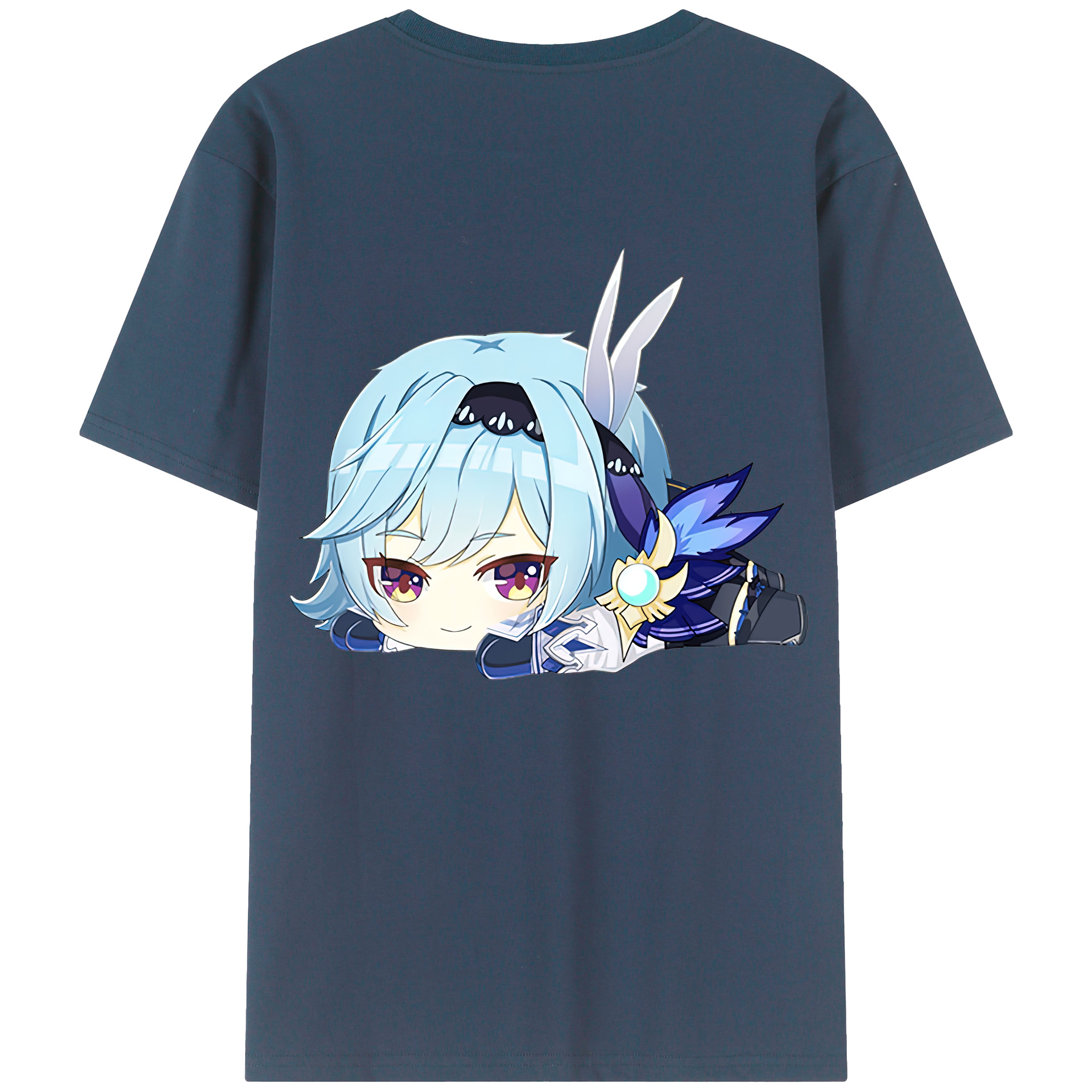 げんし神 优菈 ゆうら genshin Yūra 綿100％ メンズ半袖Tシャツ（バックプリント） 通気性
