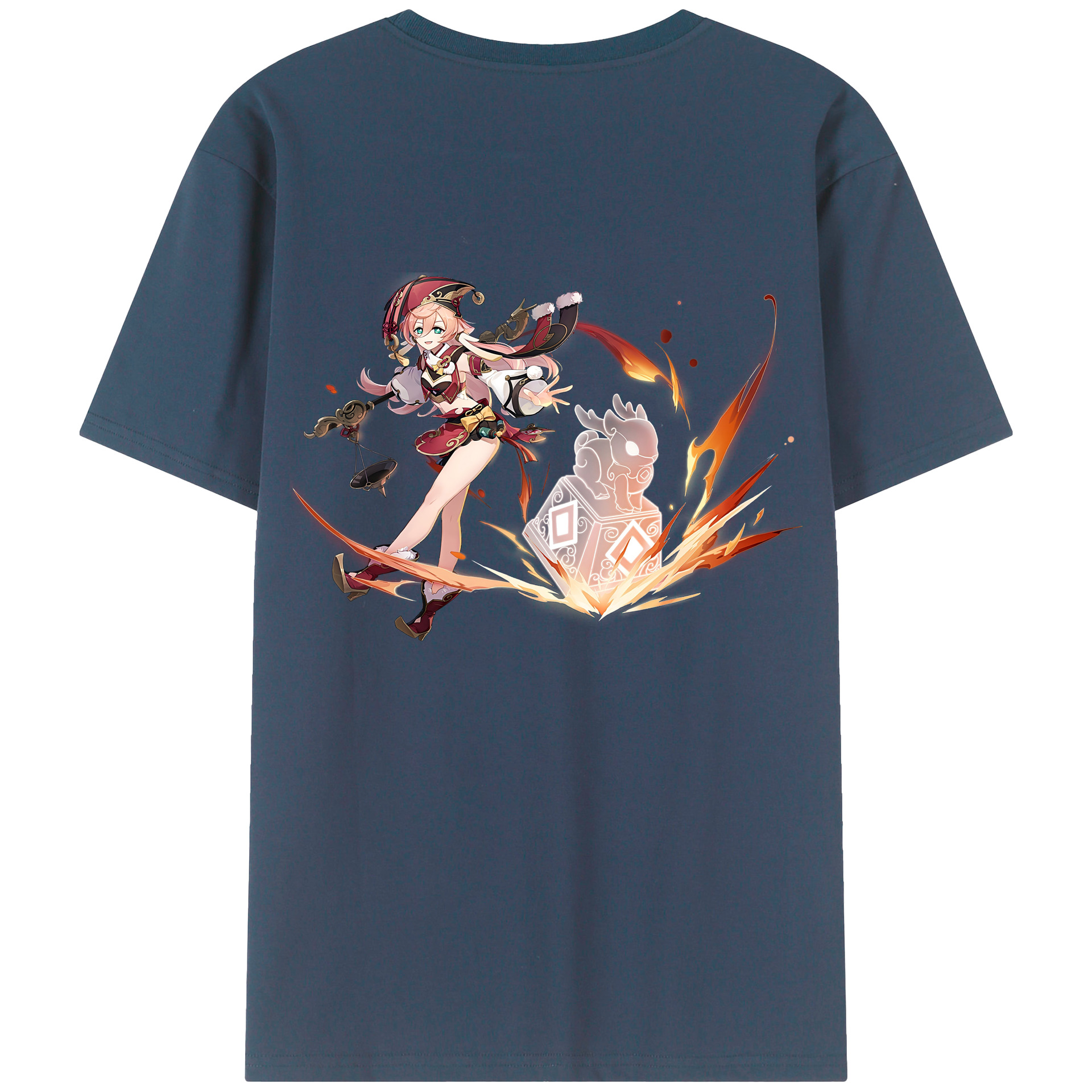 げんし神 ヤンフェイ genshin Yanfei 綿100％ メンズ半袖Tシャツ（バックプリント） 通気性