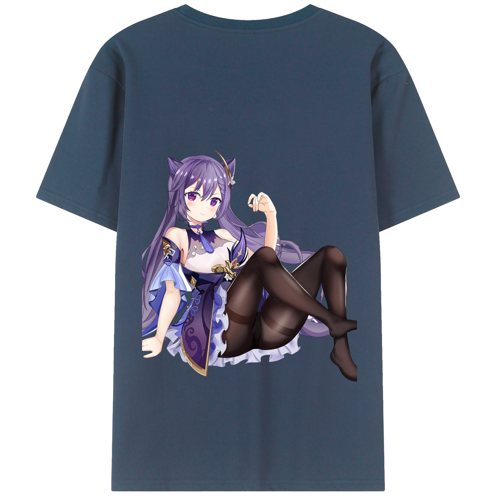 げんし神 刻晴 こくせい genshin Kokusei 綿100％ メンズ半袖Tシャツ（バックプリント） 通気性