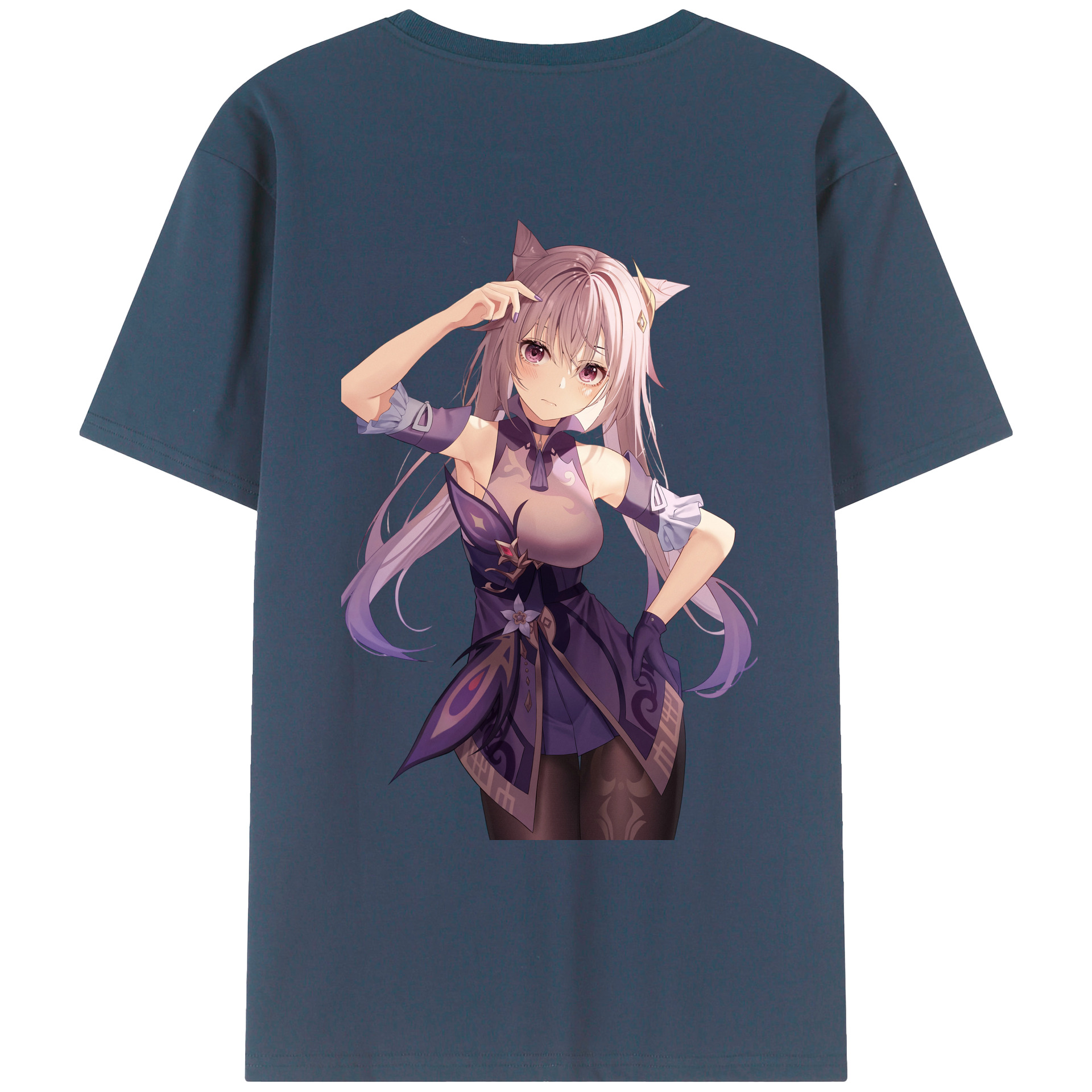 げんし神 刻晴 こくせい genshin Kokusei 綿100％ メンズ半袖Tシャツ（バックプリント） 通気性