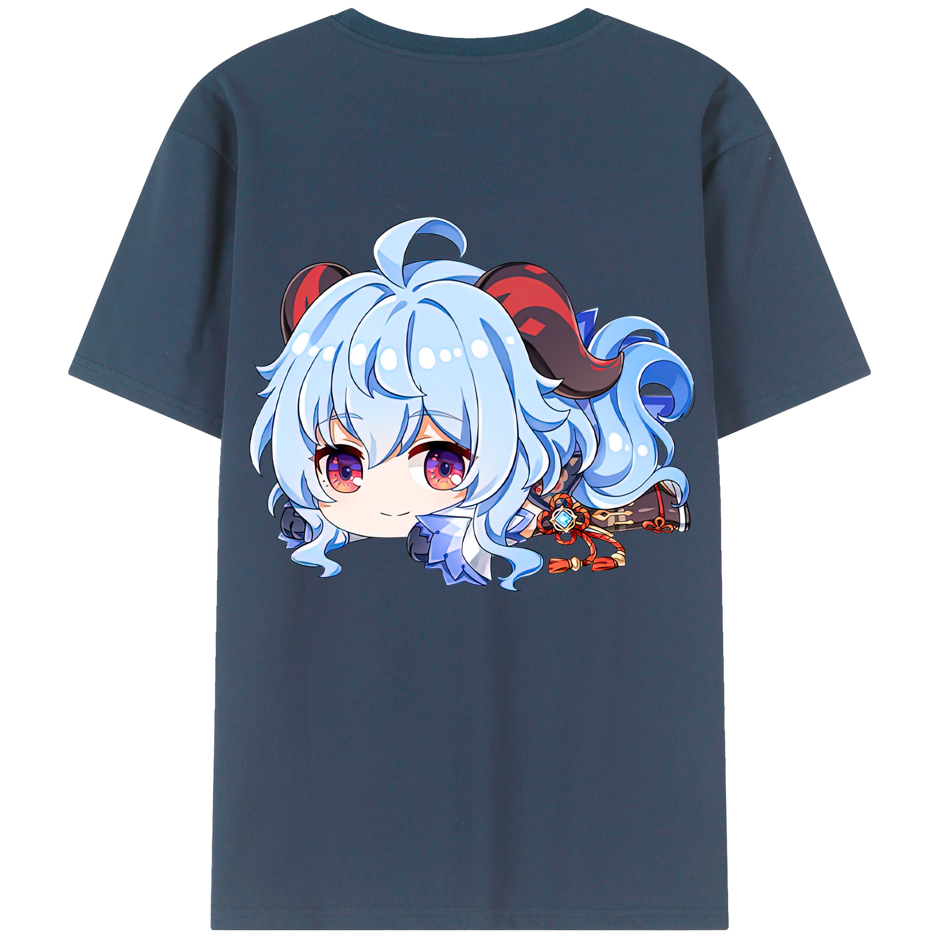 げんし神 甘雨 かんう genshin Ganyu 綿100％ メンズ半袖Tシャツ（バックプリント） 通気性